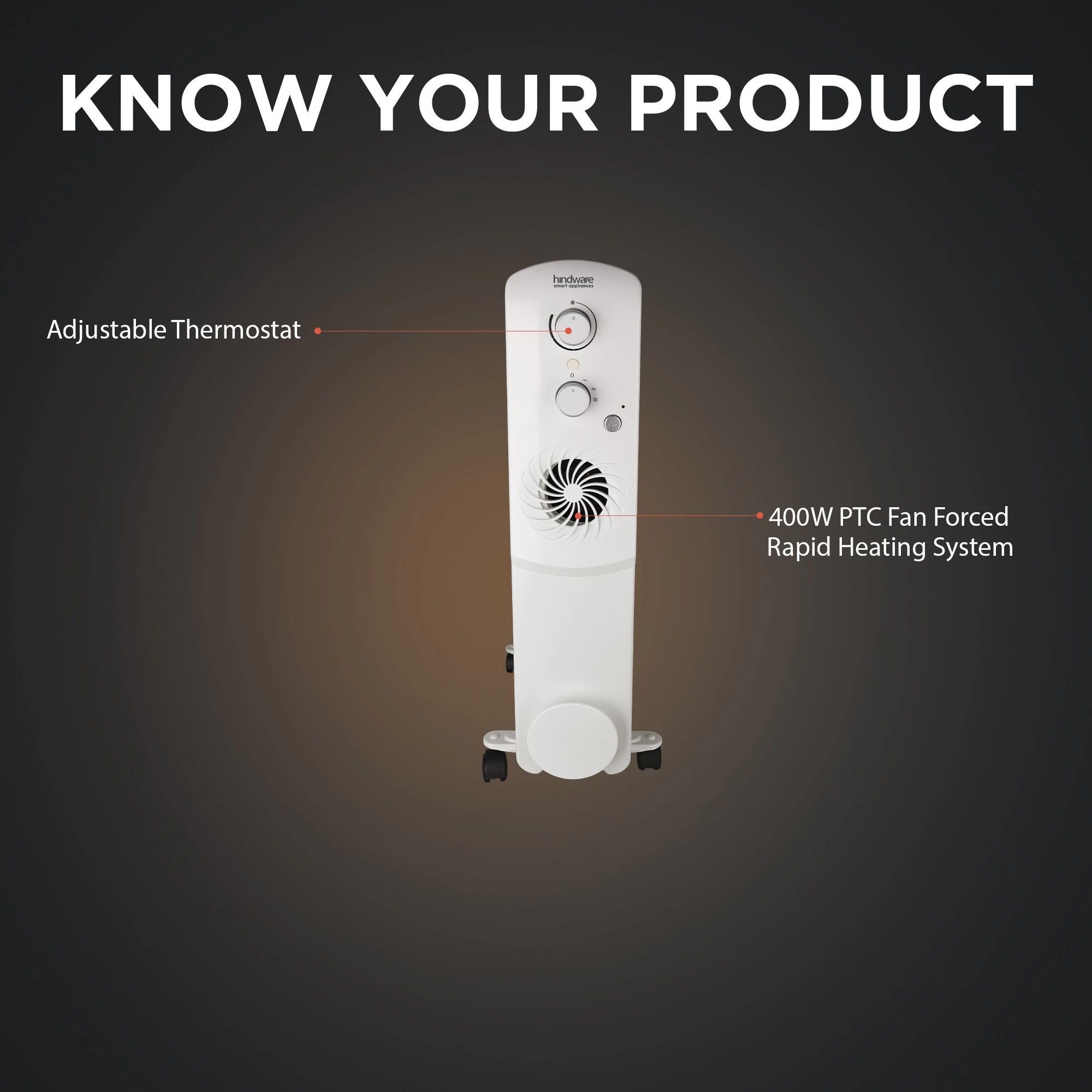 hindware Atlantic Arturo 2900 Watts Nichrome Oil Filled Room Heater (Over Heat Protection, 522849, White)_2