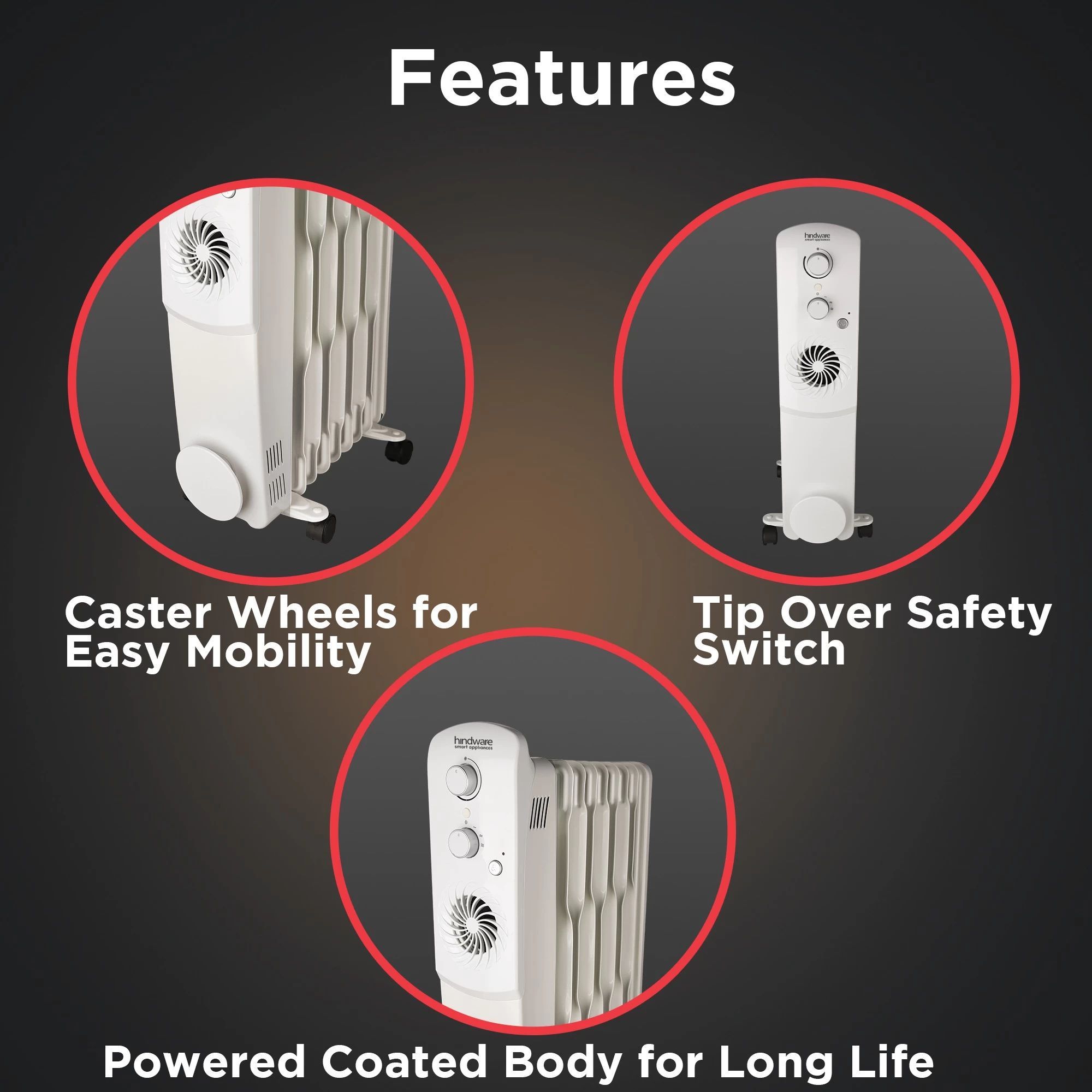 hindware Atlantic Arturo 2900 Watts Nichrome Oil Filled Room Heater (Over Heat Protection, 522849, White)_3