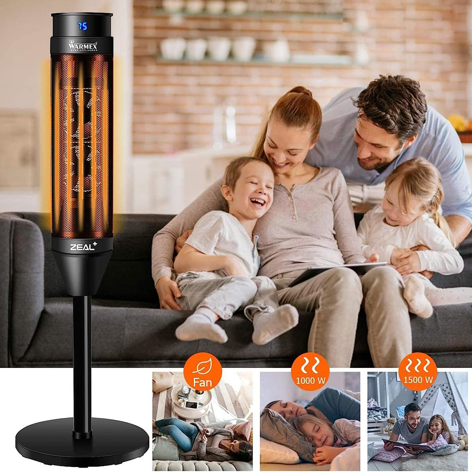 WARMEX Zeal Plus 2000 Watts PTC Heating Element Fan Room Heater (with Touch Control Digital Display and Remote Control, Black)_4