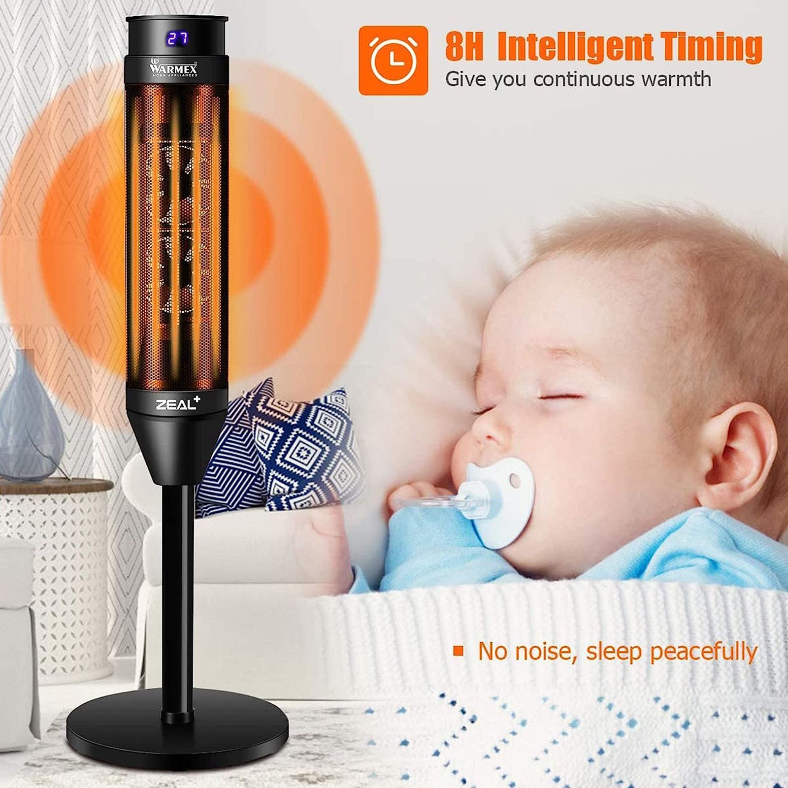 WARMEX Zeal Plus 2000 Watts PTC Heating Element Fan Room Heater (with Touch Control Digital Display and Remote Control, Black)_5