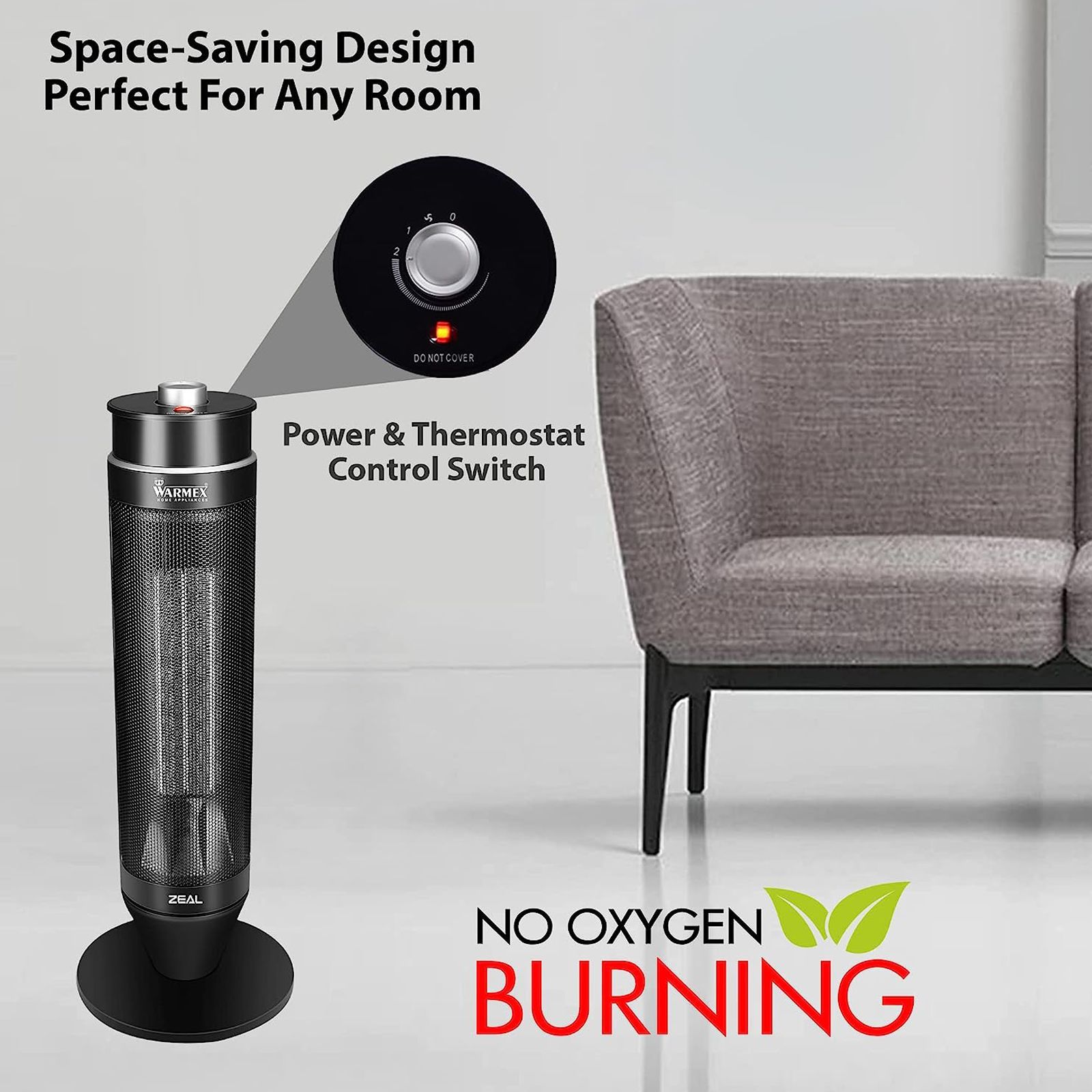 WARMEX 1000 Watts PTC Fan Room Heater (Tip Over Safety Switch, Black)_2