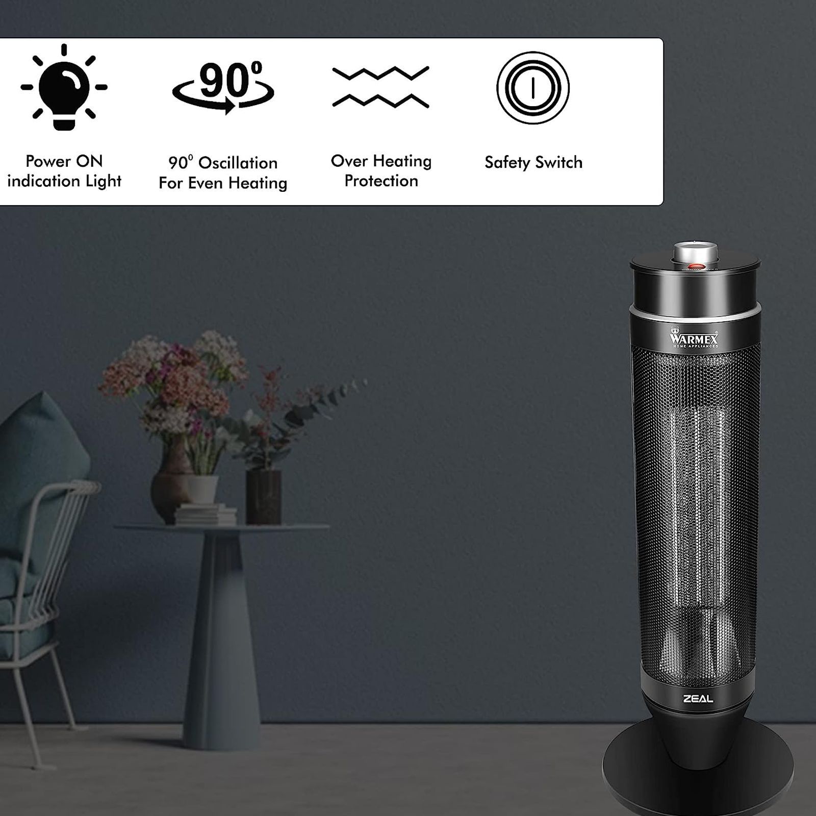 WARMEX 1000 Watts PTC Fan Room Heater (Tip Over Safety Switch, Black)_4