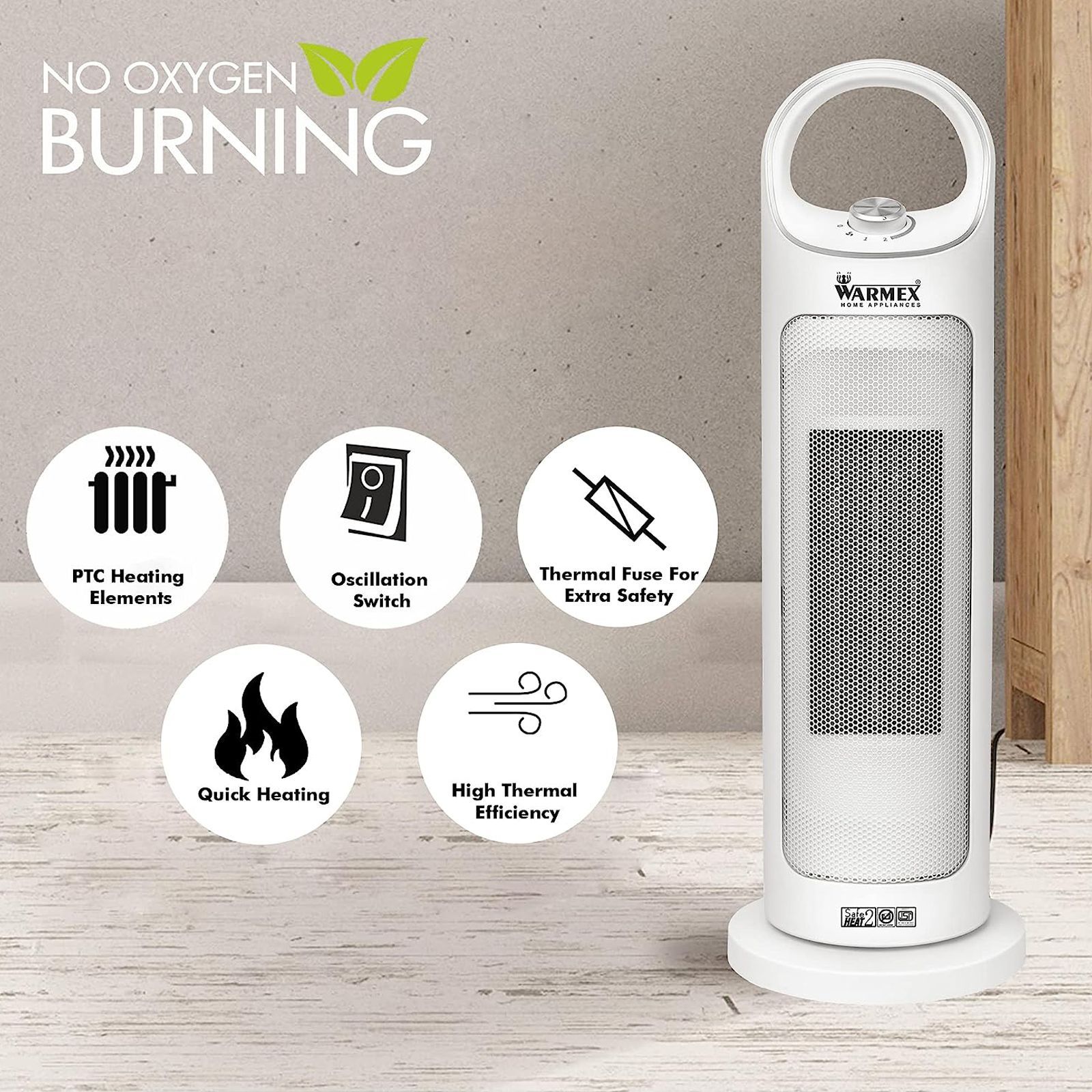 WARMEX Fervour 2000 Watts PTC Heating Element Fan Room Heater (Temperature Control Knob, White) WARMEX Fervour 2000 Watts PTC Heating Element Fan Room Heater (Temperature Control Knob, White)_2