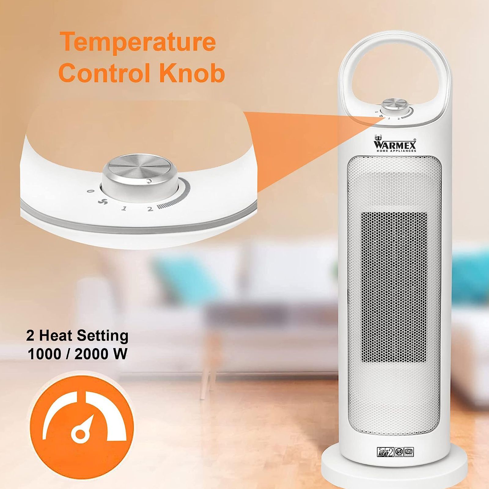 WARMEX Fervour 2000 Watts PTC Heating Element Fan Room Heater (Temperature Control Knob, White) WARMEX Fervour 2000 Watts PTC Heating Element Fan Room Heater (Temperature Control Knob, White)_4