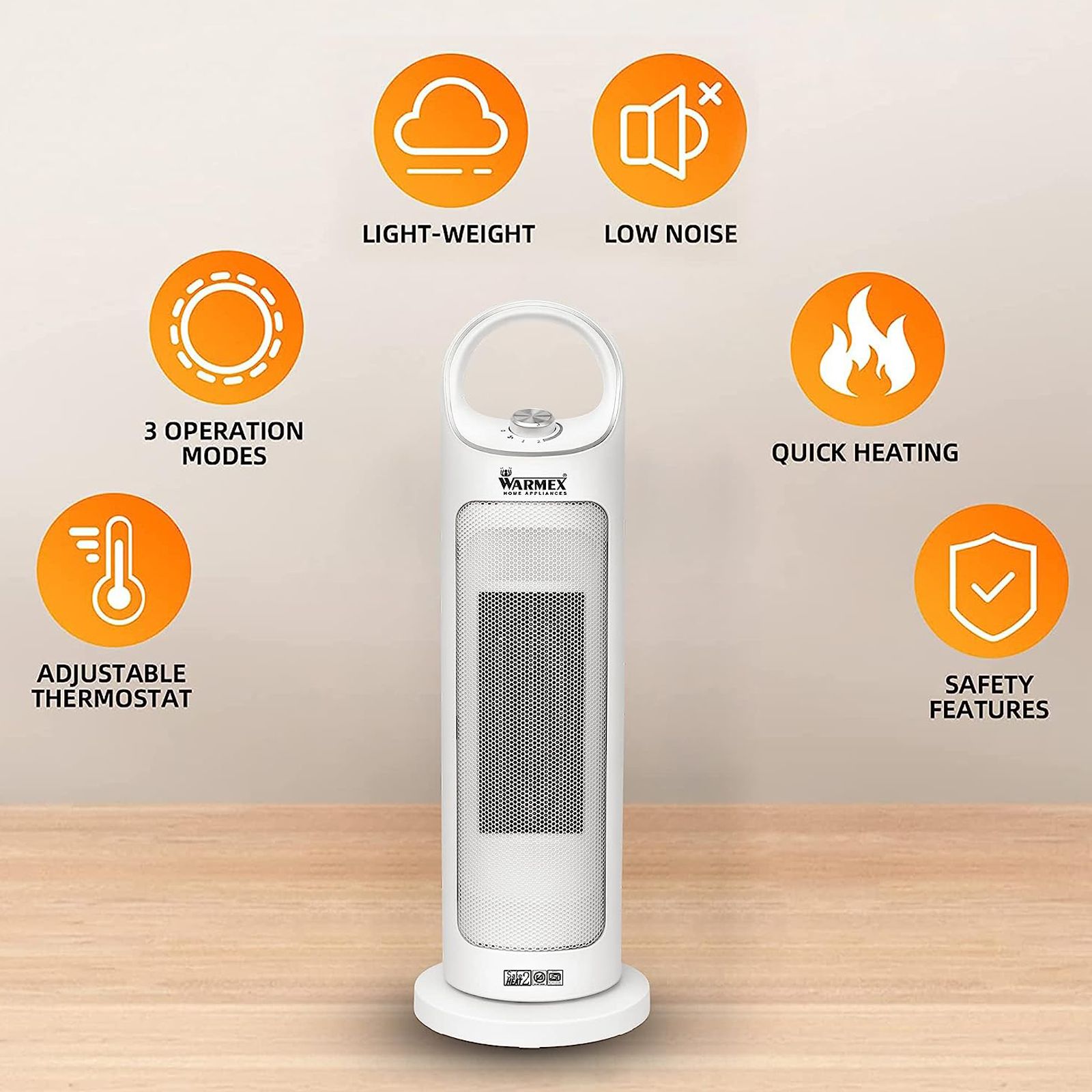 WARMEX Fervour 2000 Watts PTC Heating Element Fan Room Heater (Temperature Control Knob, White) WARMEX Fervour 2000 Watts PTC Heating Element Fan Room Heater (Temperature Control Knob, White)_5