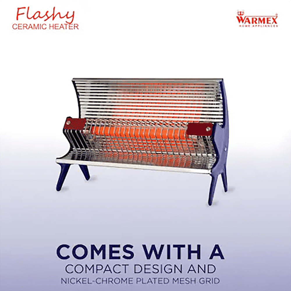 WARMEX Flashy 1000 Watts Ceramic Radiant Room Heater (Nickel Chrome Plated Reflector, Blue)_5
