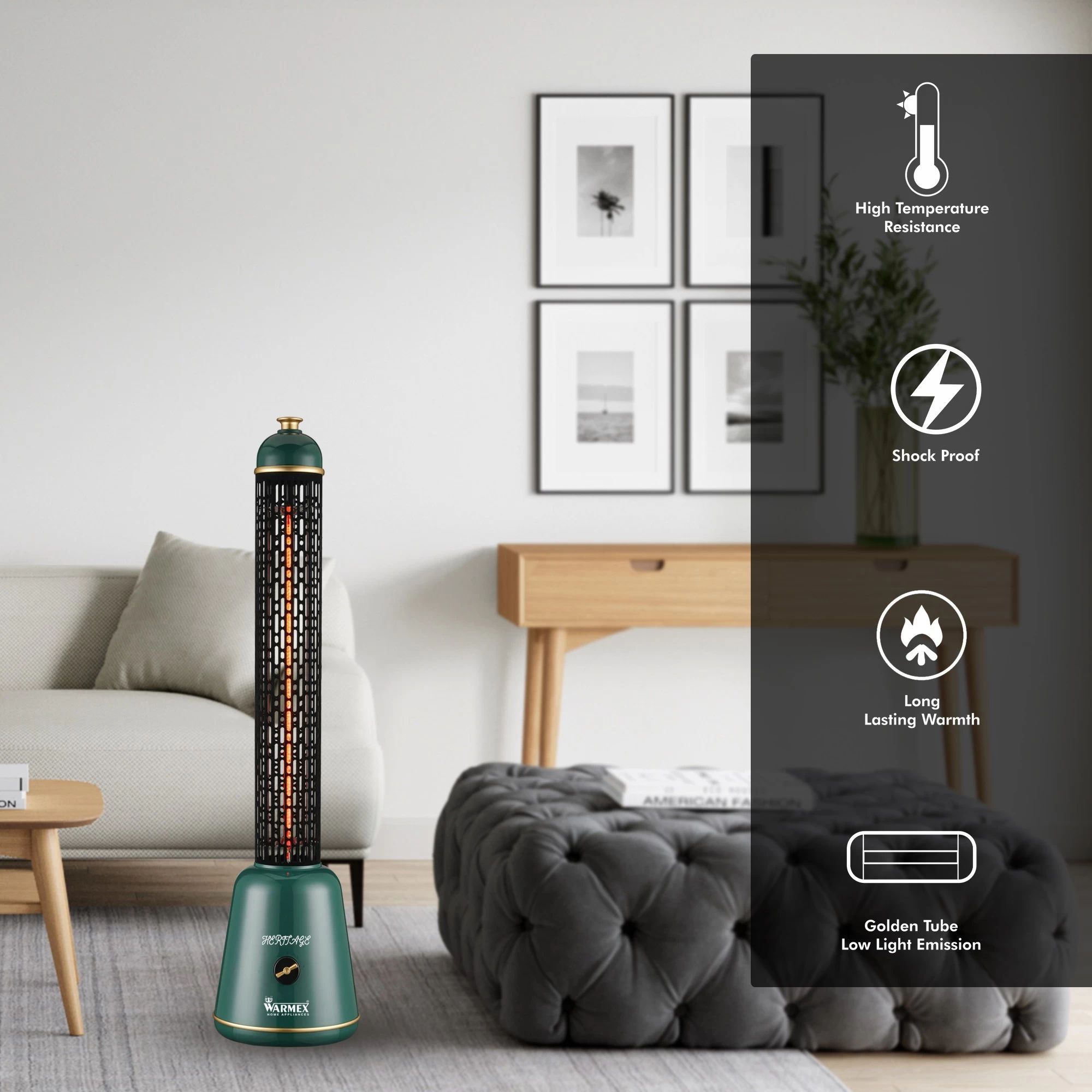 WARMEX Heritage 1200 Watts Carbon Room Heater (Tip Over Safety Switch, Teal)_2