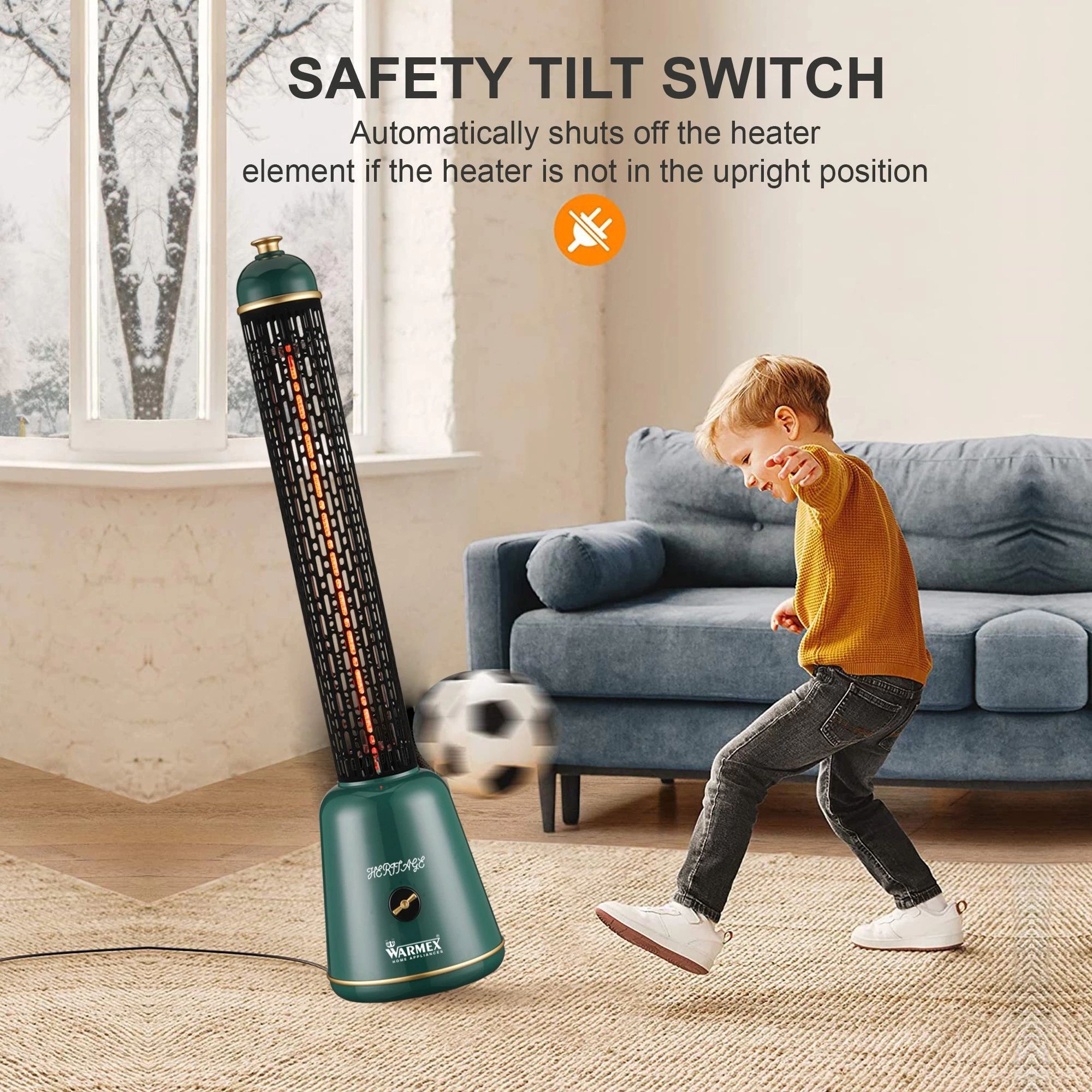 WARMEX Heritage 1200 Watts Carbon Room Heater (Tip Over Safety Switch, Teal)_3