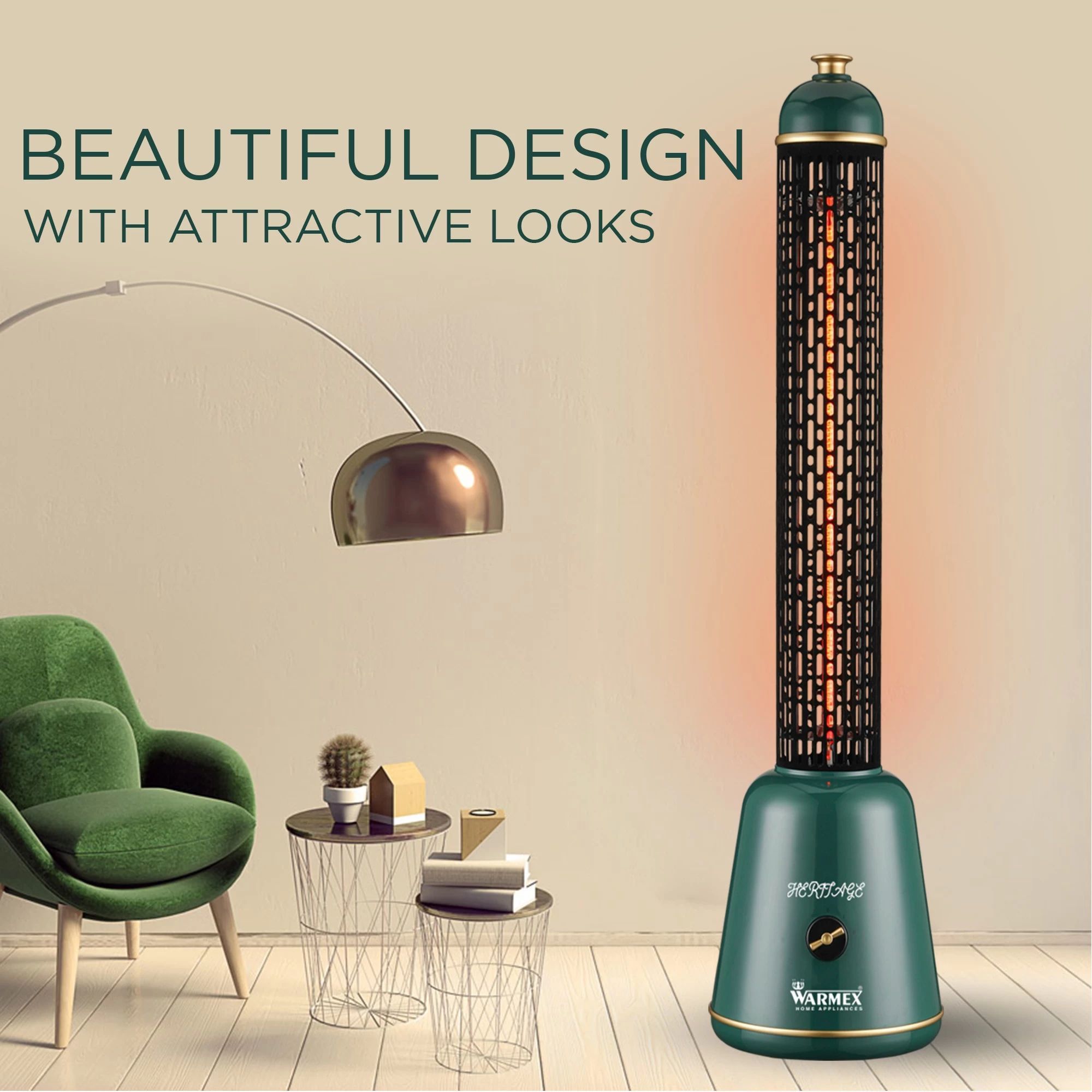 WARMEX Heritage 1200 Watts Carbon Room Heater (Tip Over Safety Switch, Teal)_4