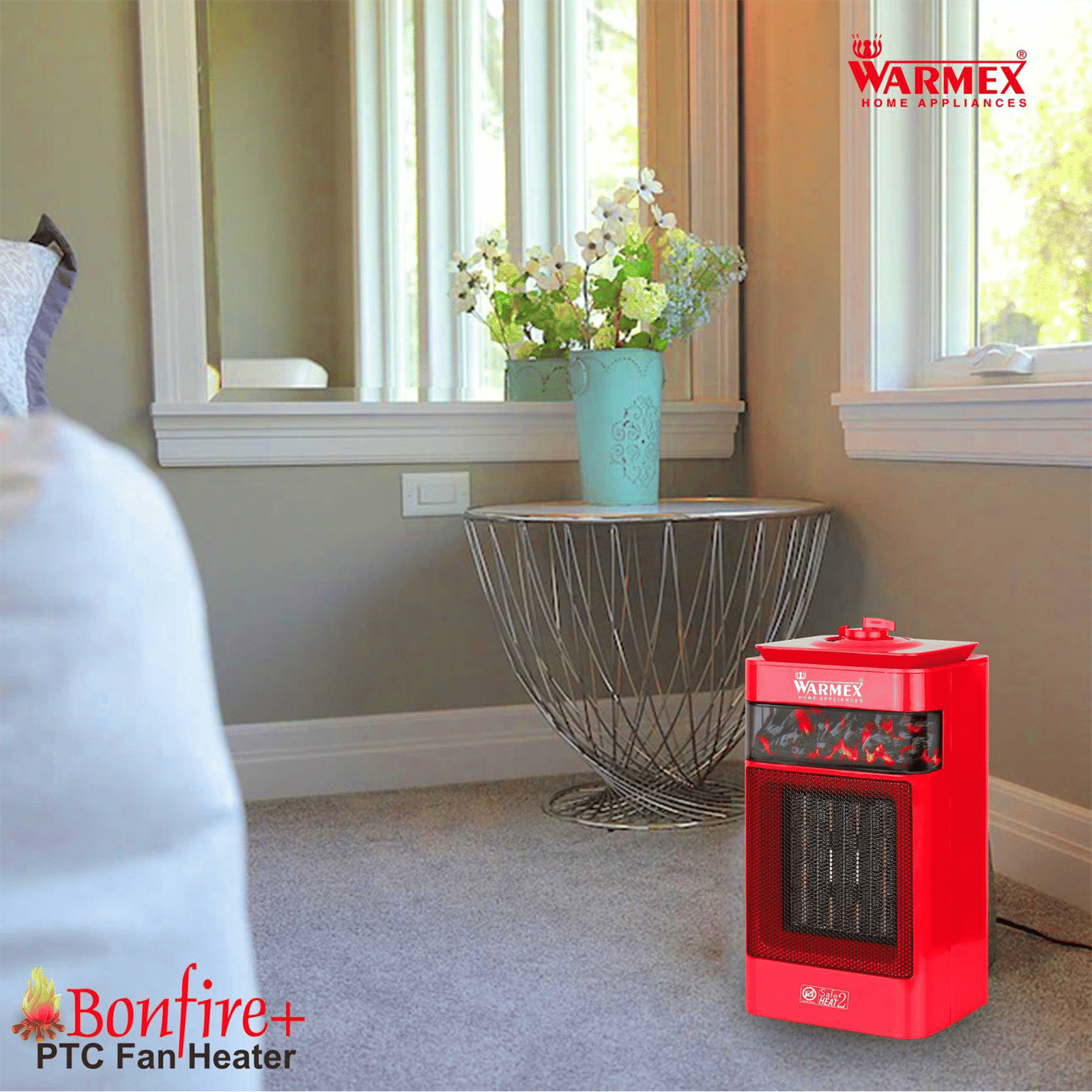 WARMEX Bonfire Plus 1500 Watts PTC Ceramic Fan Room Heater (Tip Over Safety Switch, Red)_5