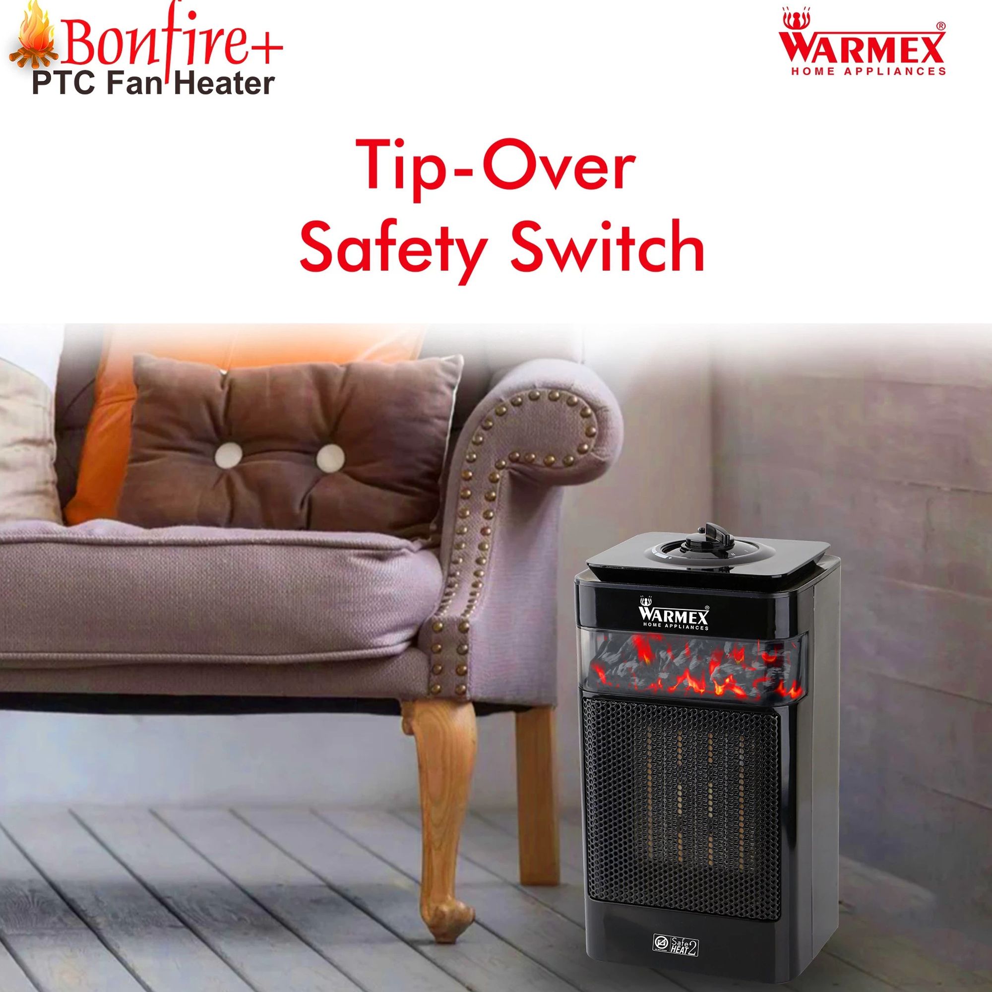WARMEX Bonfire Plus 750 Watts PTC Ceramic Fan Room Heater (Over Heat Protection, Black) WARMEX Bonfire Plus 750 Watts PTC Ceramic Fan Room Heater (Over Heat Protection, Black)_4
