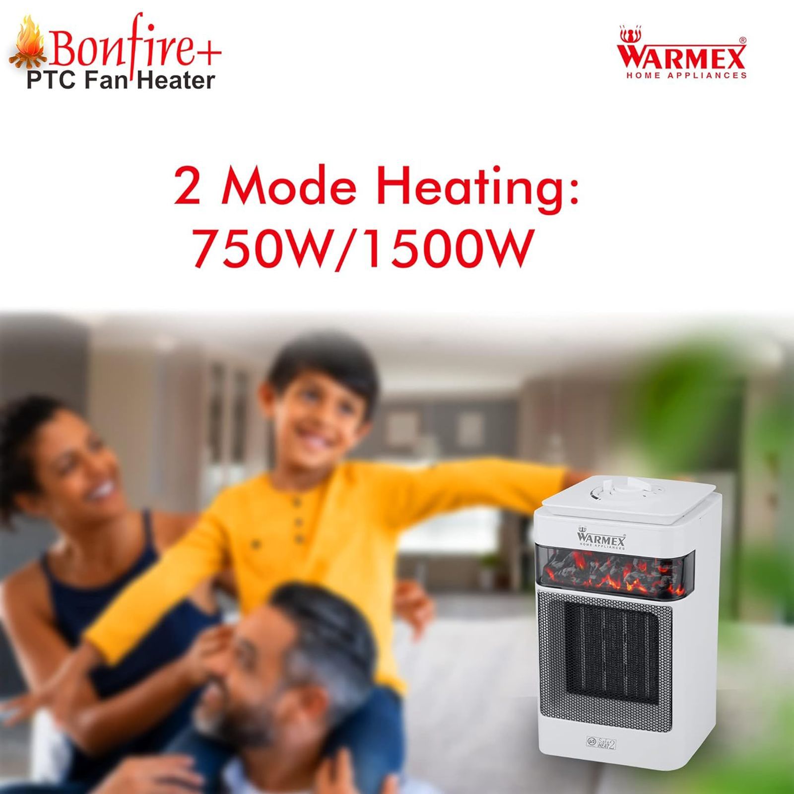 WARMEX Bonfire Plus 1500 Watts PTC Ceramic Fan Room Heater (Tip Over Safety Switch, White)_5