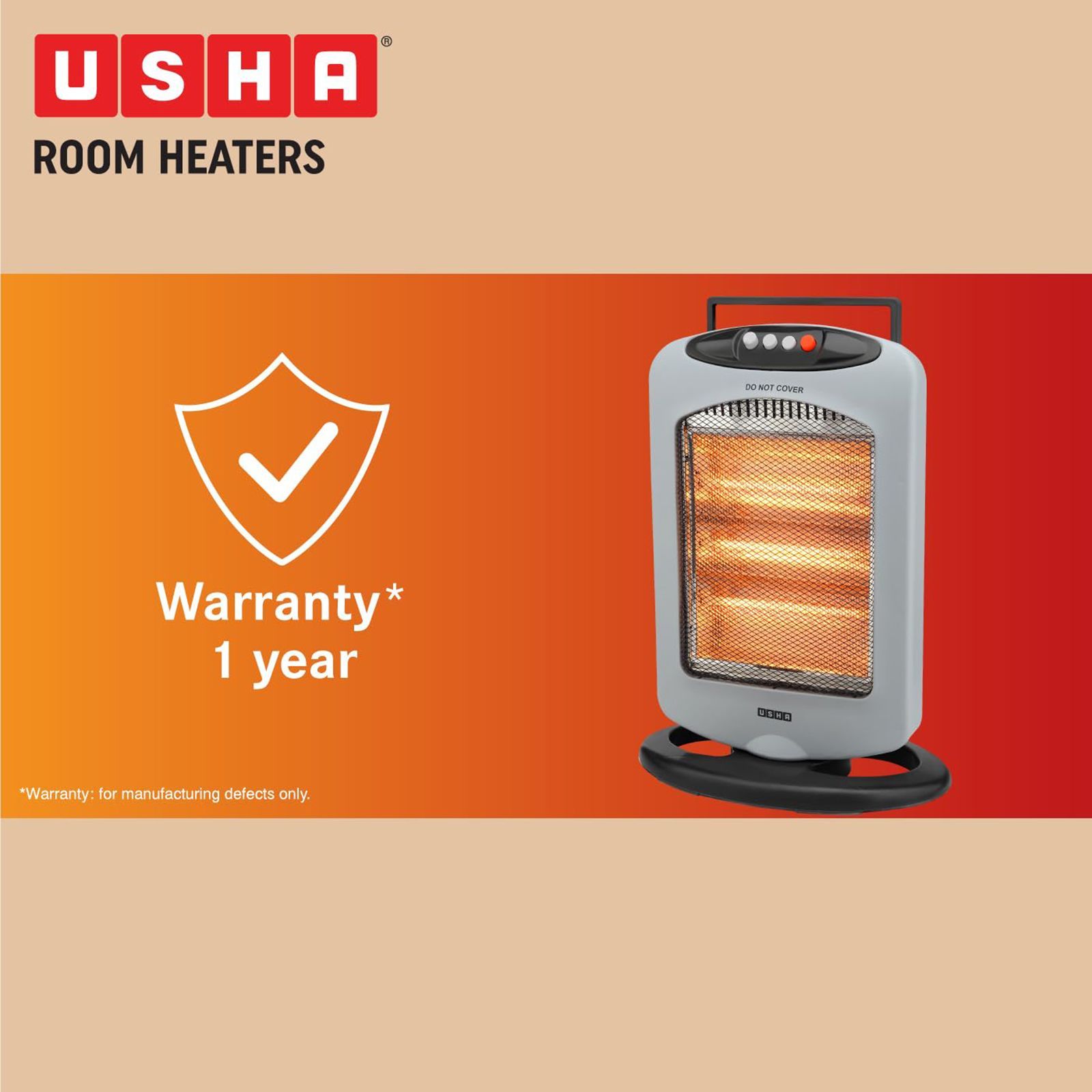 USHA HH 4003 1200W Halogen Room Heater with Automatic Oscillation (Safety Tip Over Protection USHA HH 4003 1200W Halogen Room Heater with Automatic Oscillation (Safety Tip Over Protection_8