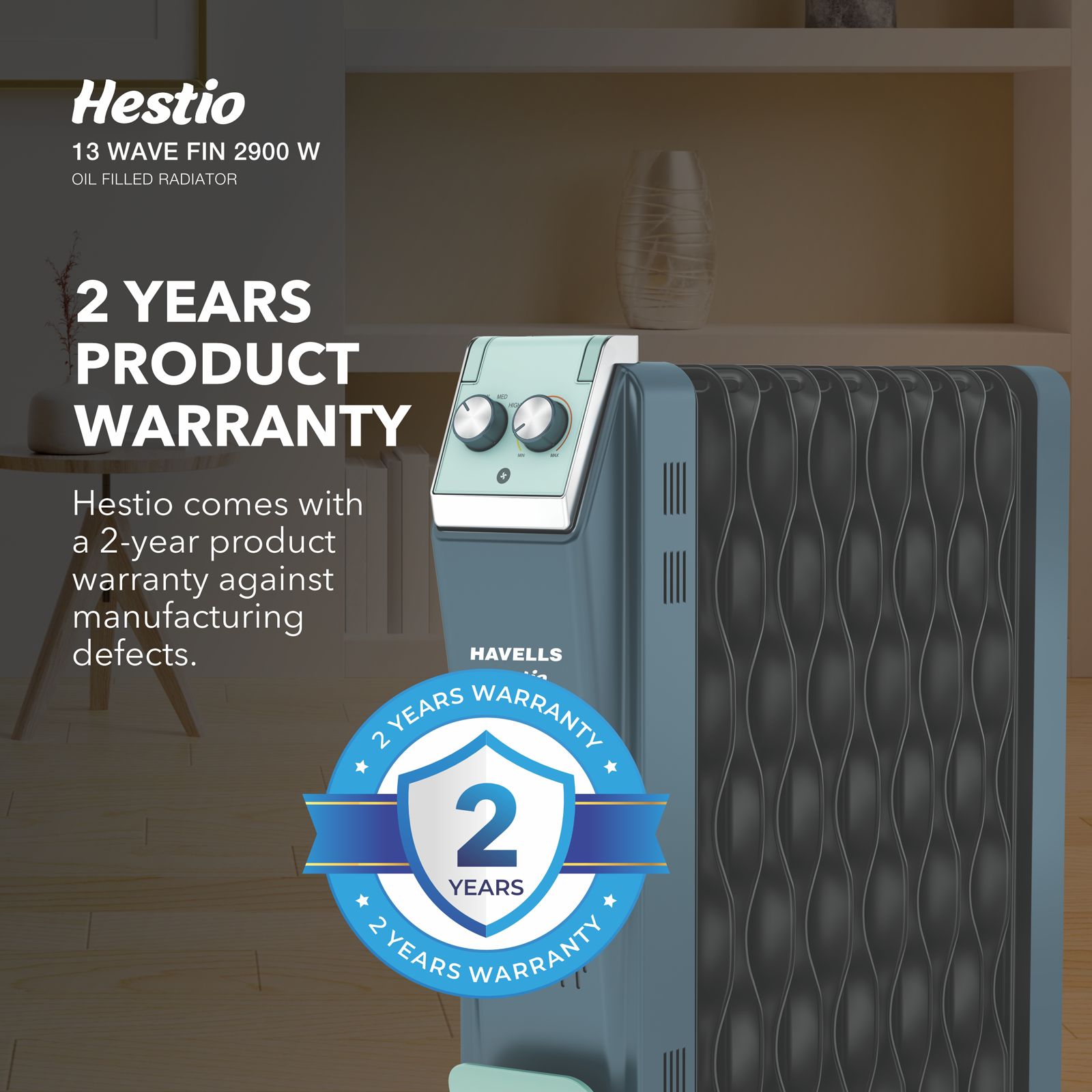 HAVELLS Hestio 2900W PTC Fan Oil Filled Radiator Room Heater with 13 Wave Fins (Thermostatic Heat Control_8