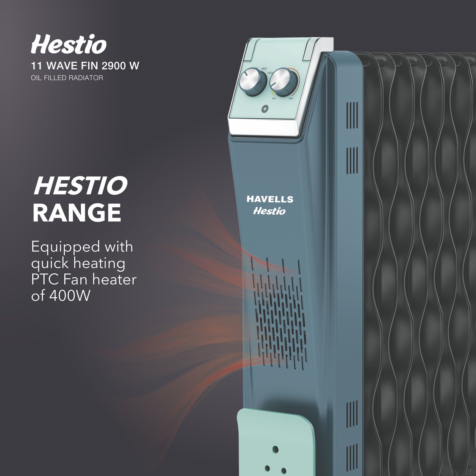 HAVELLS Hestio 2900W PTC Fan Oil Filled Radiator Room Heater with 11 Wave Fins (Thermostatic Heat Control_9