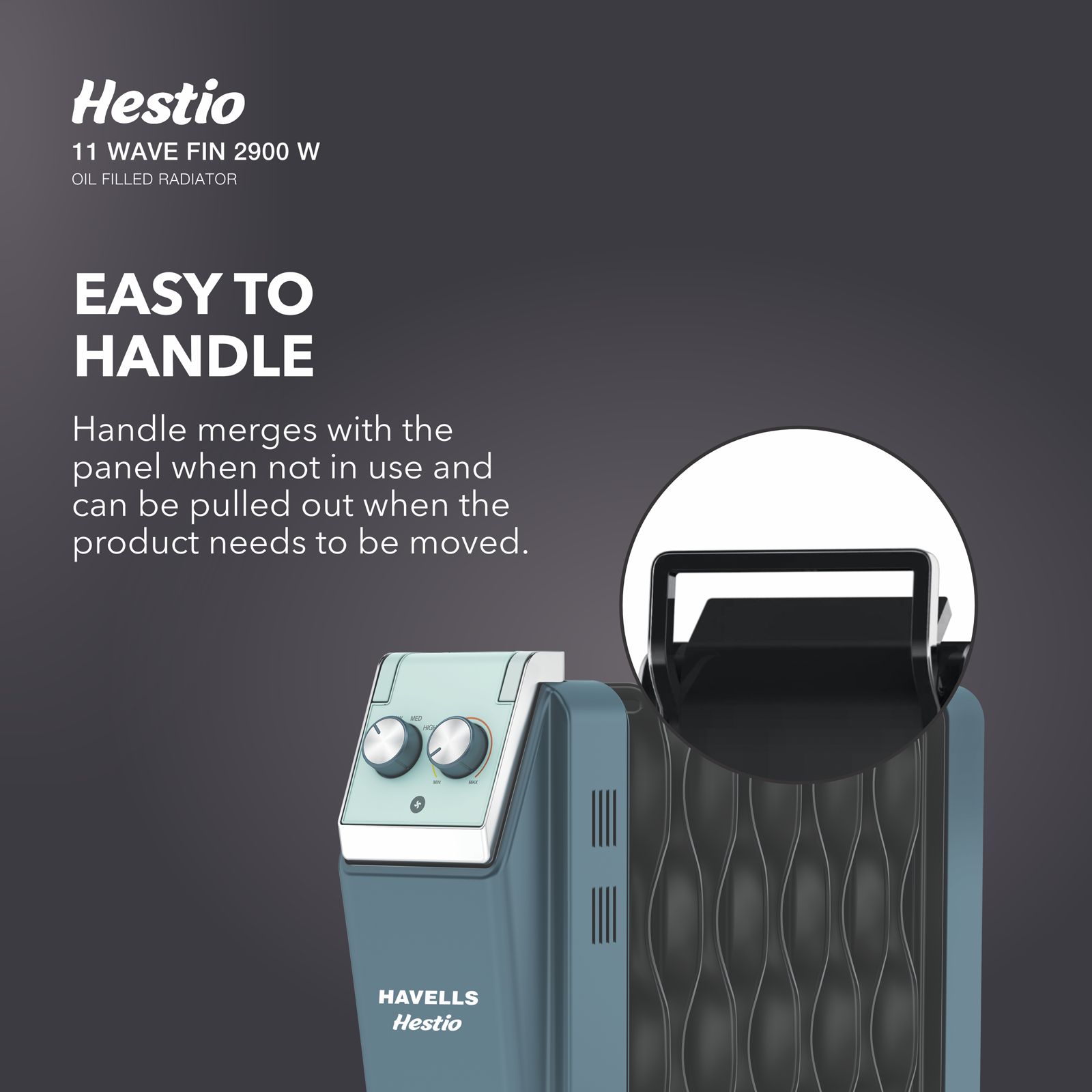 HAVELLS Hestio 2900W PTC Fan Oil Filled Radiator Room Heater with 11 Wave Fins (Thermostatic Heat Control_5