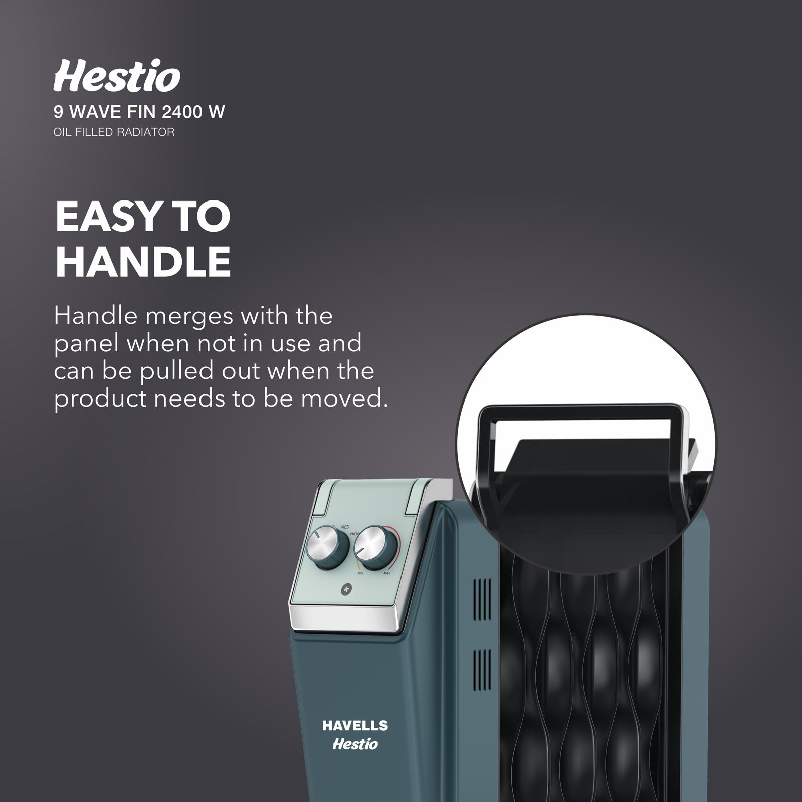 HAVELLS Hestio 2400W PTC Fan Oil Filled Radiator Room Heater with 9 Wave Fins (Thermostatic Heat Control_5