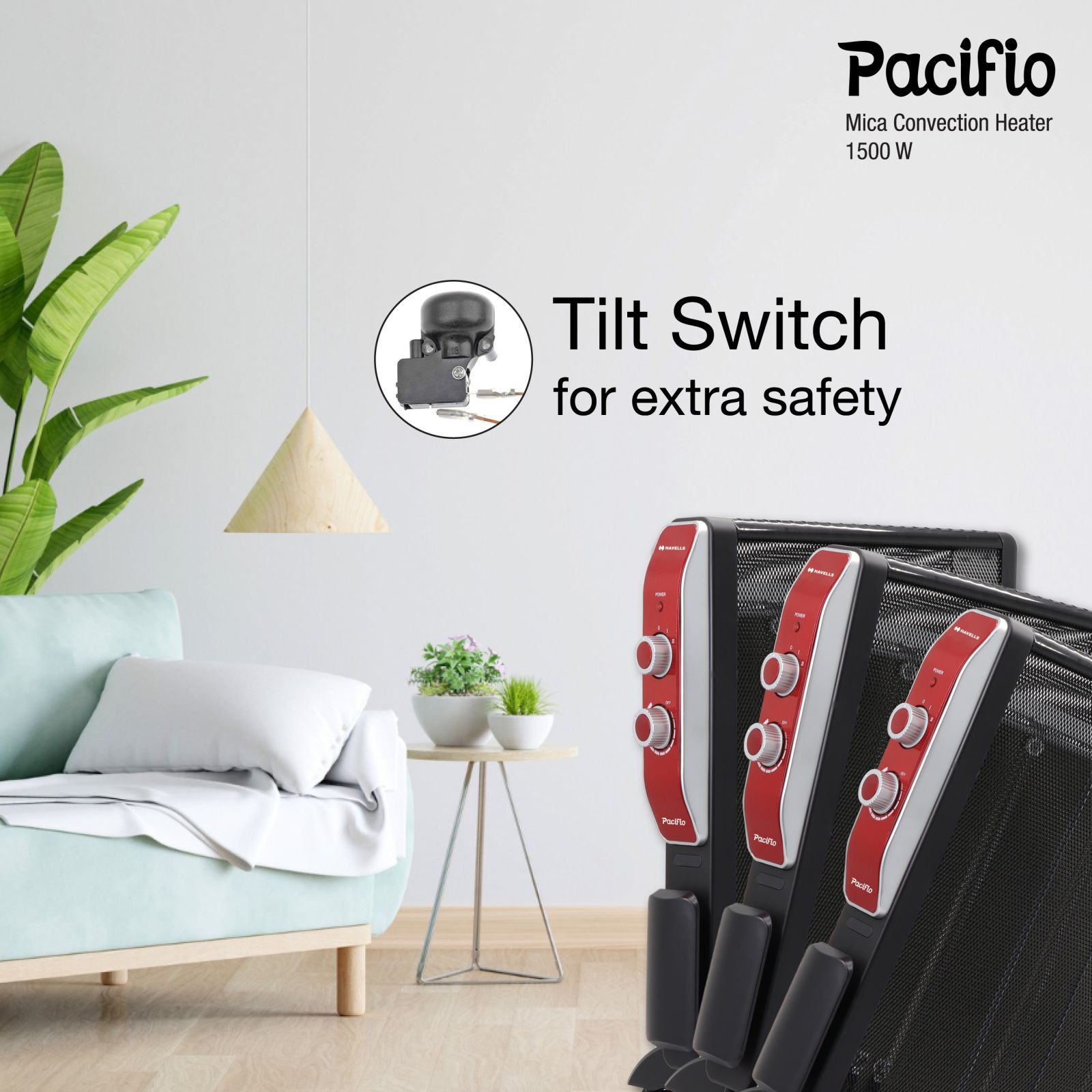 HAVELLS Pacifio Mica 1500W Convection Room Heater with Micathermic Technology (Silent Operation_7