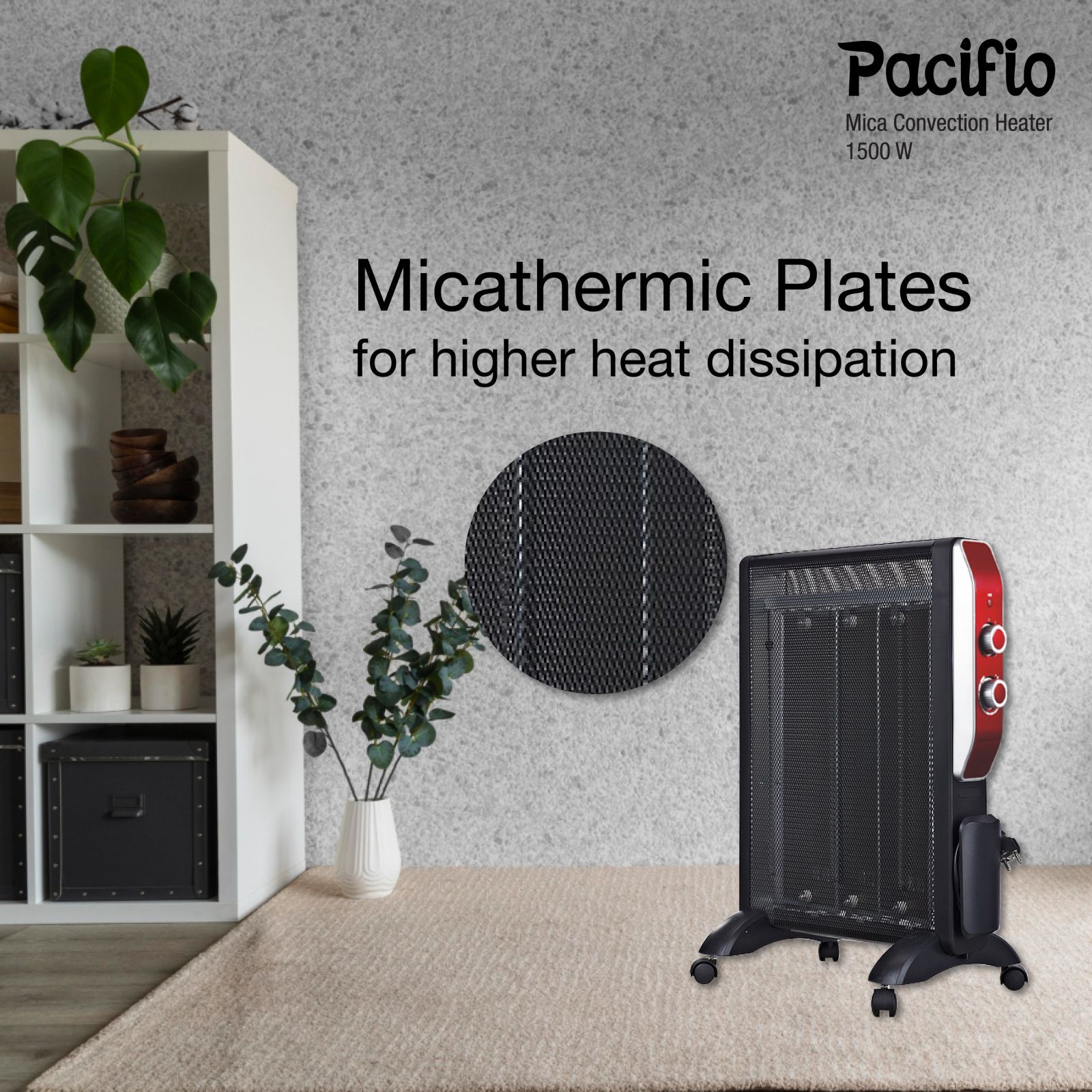 HAVELLS Pacifio Mica 1500W Convection Room Heater with Micathermic Technology (Silent Operation_8