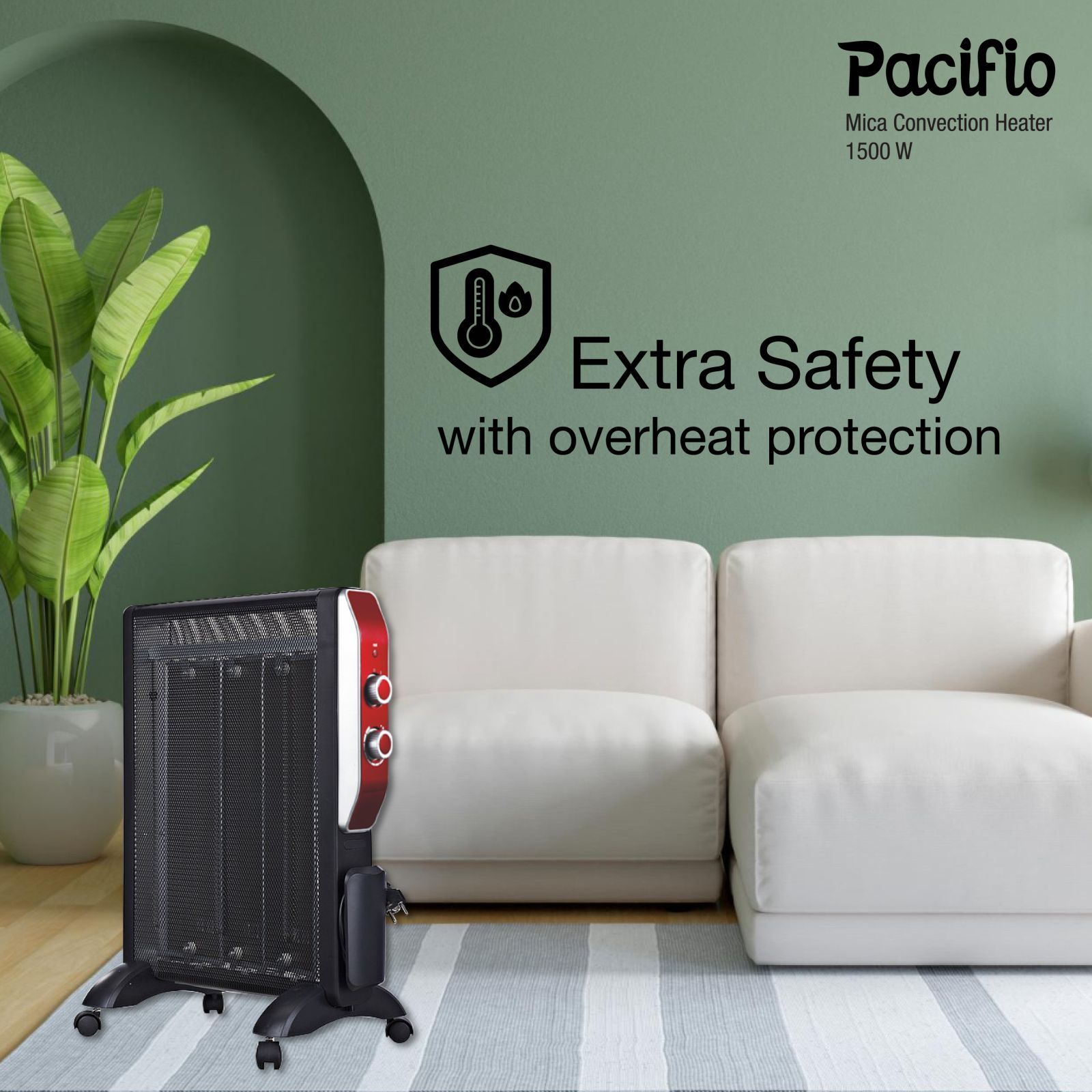 HAVELLS Pacifio Mica 1500W Convection Room Heater with Micathermic Technology (Silent Operation_9