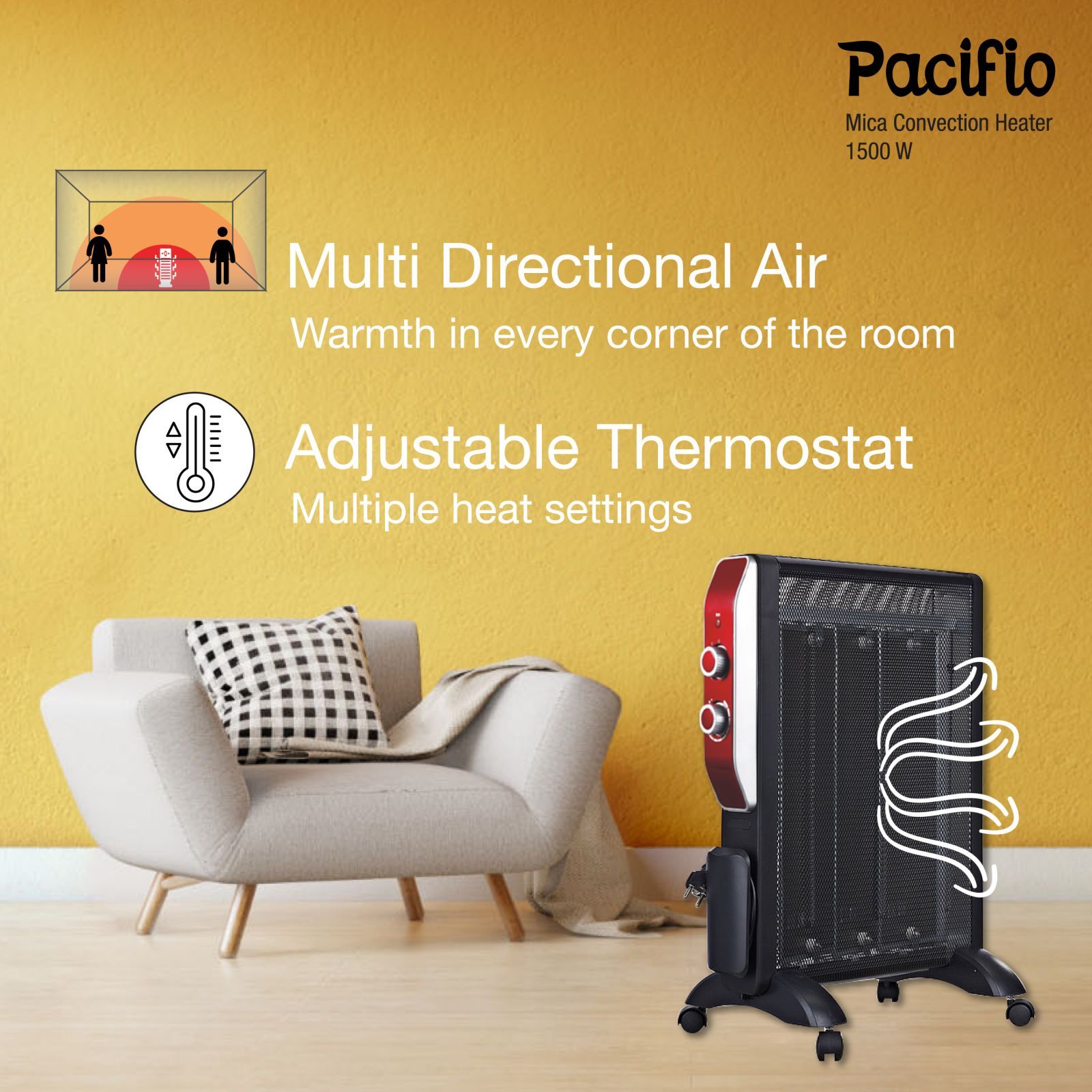 HAVELLS Pacifio Mica 1500W Convection Room Heater with Micathermic Technology (Silent Operation_12