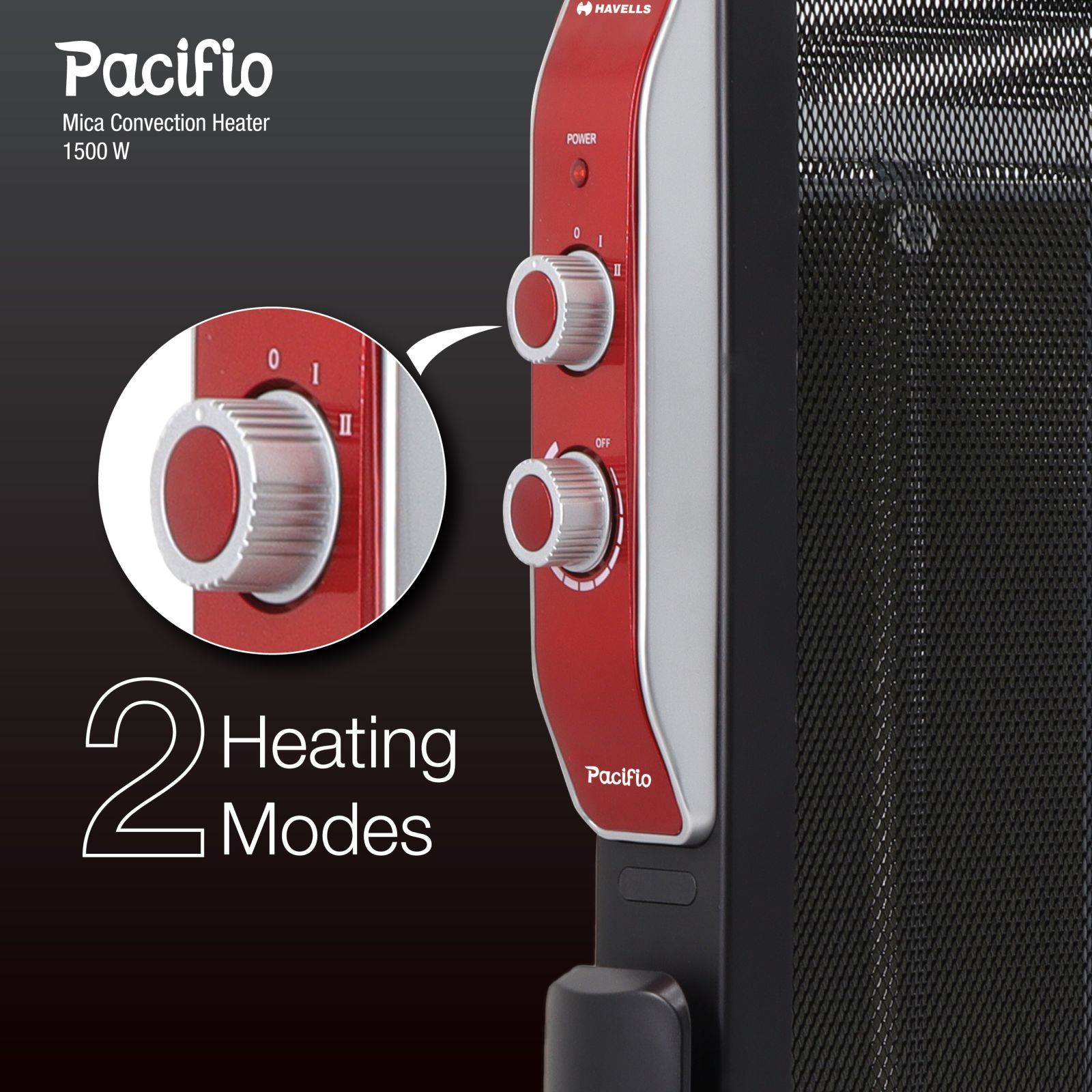 HAVELLS Pacifio Mica 1500W Convection Room Heater with Micathermic Technology (Silent Operation_5