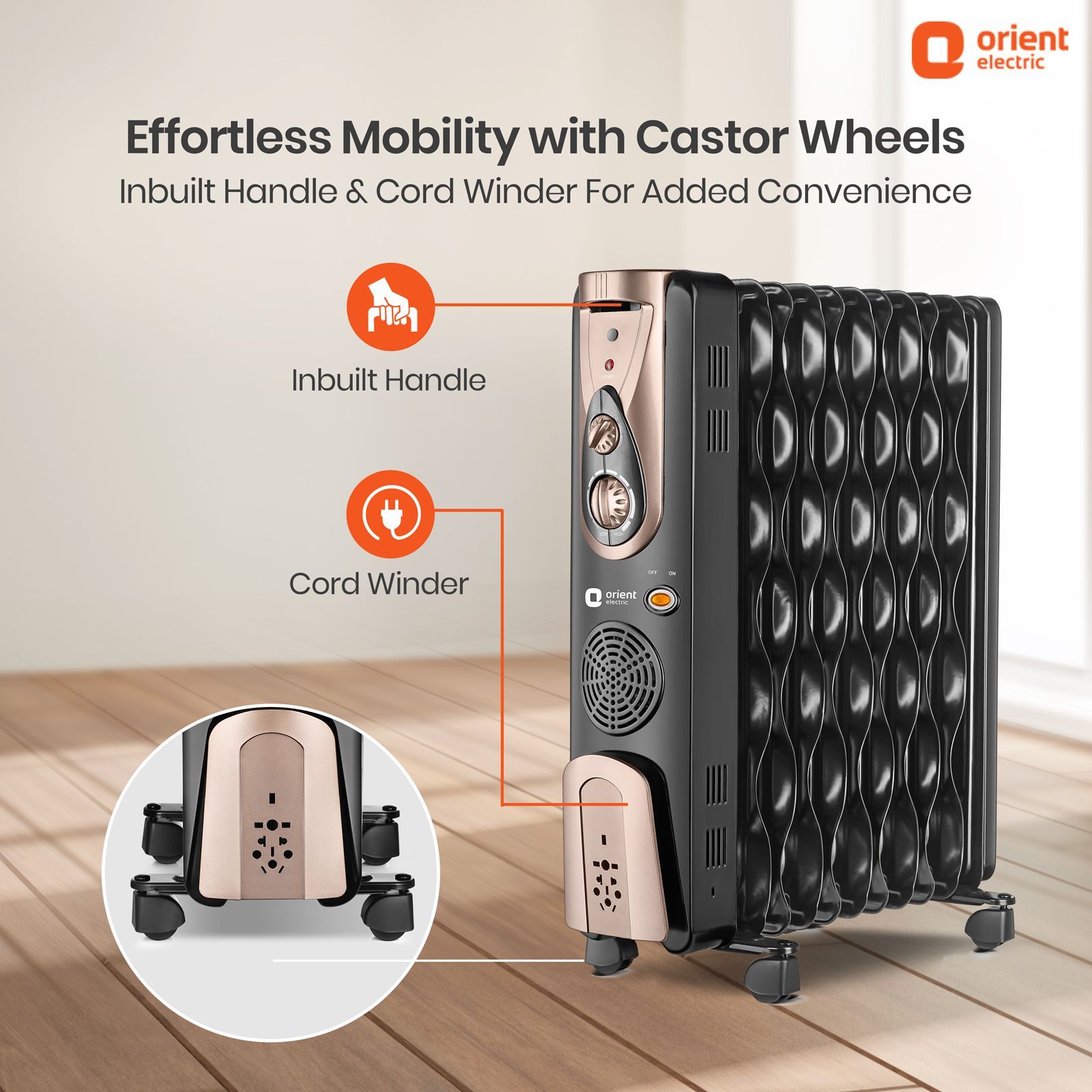 Orient Comforter Collection 2900W PTC Fan Oil Filled Radiator Room Heater with 13 Fins (Auto Shut-off_5