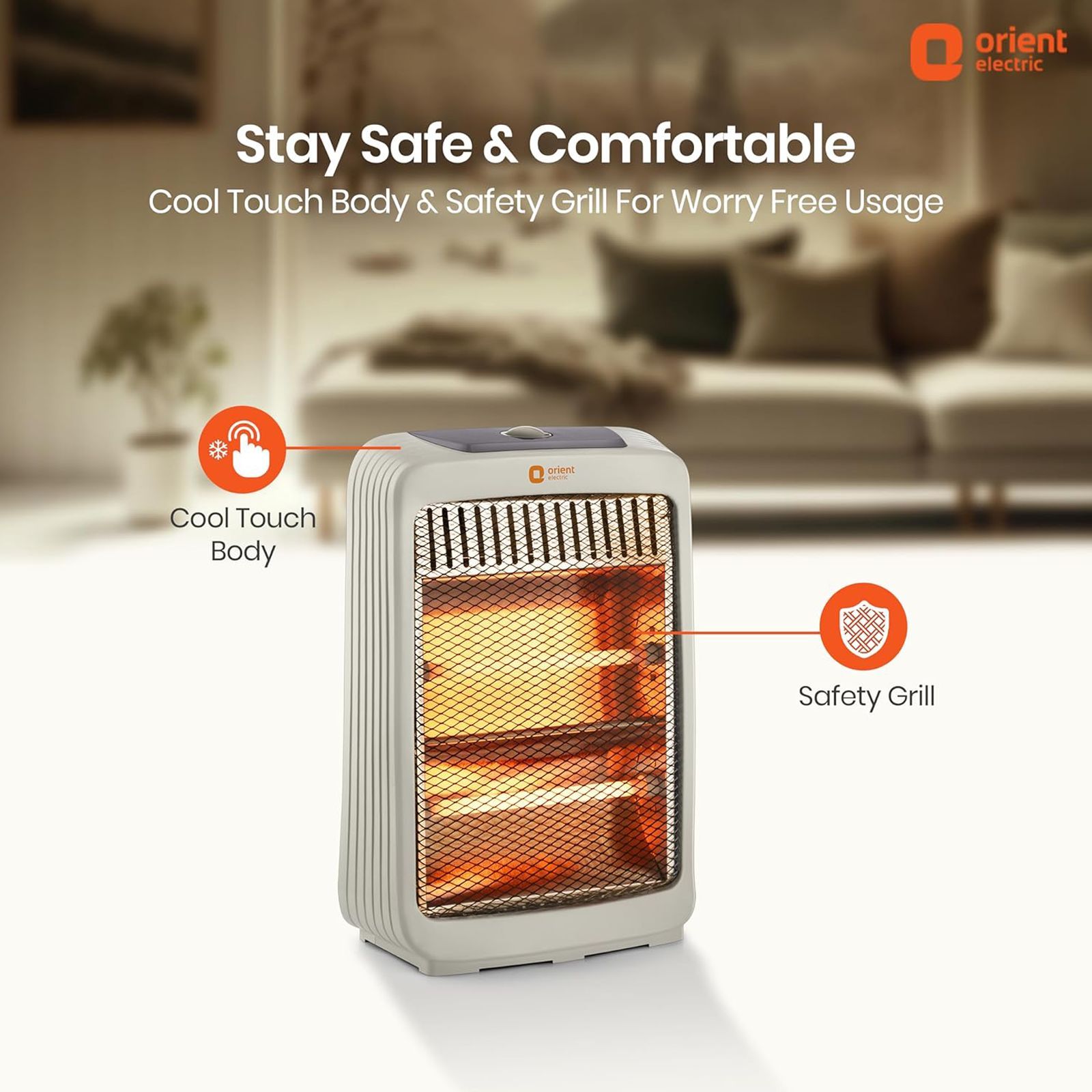 Orient Stark 800W Quartz Room Heater with Touch Protection (Safety Grill_5