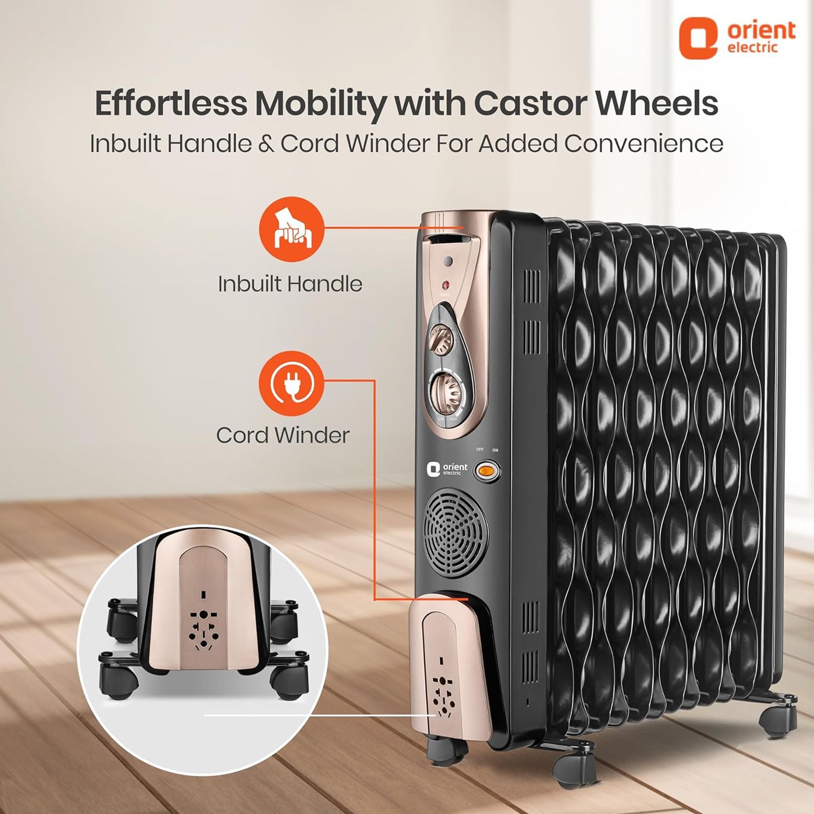 Orient Comforter Collection 2900W PTC Fan Oil Filled Radiator Room Heater with 13 Fins (Auto Shut-off_4