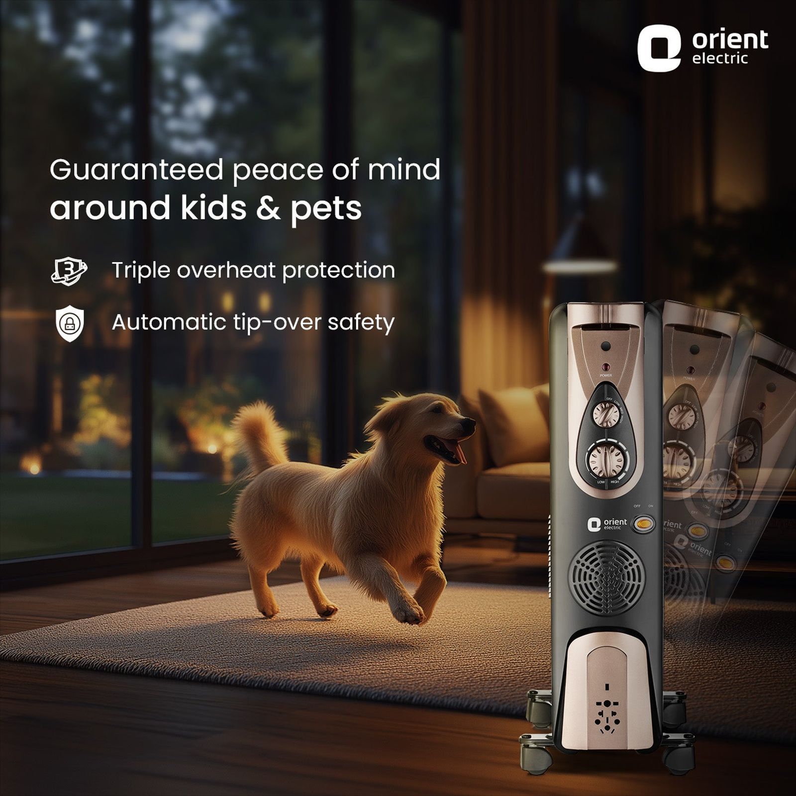 Orient Comforter Collection 2900W Oil Filled Room Heater with 11 Fins (Triple Overheat Protection, Black & Gold) Orient Comforter Collection 2900W Oil Filled Room Heater with 11 Fins (Triple Overheat Protection, Black & Gold)_7