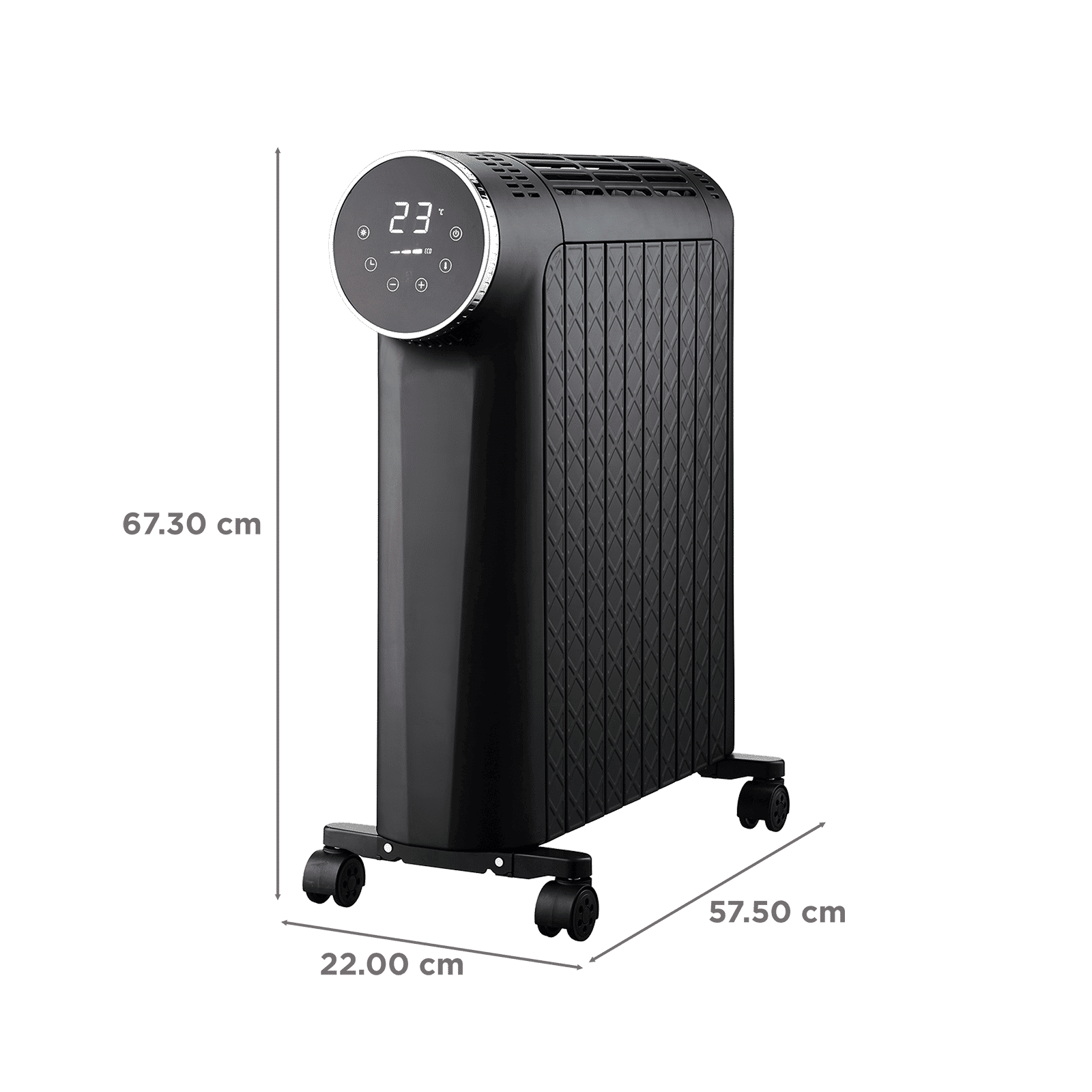 Russell Hobbs HeatIQ 2500W Digital Oil Filled Radiator Room Heater with 10 Fins Enclosed Design (LED Touch Screen & Remote Control , Black)_2