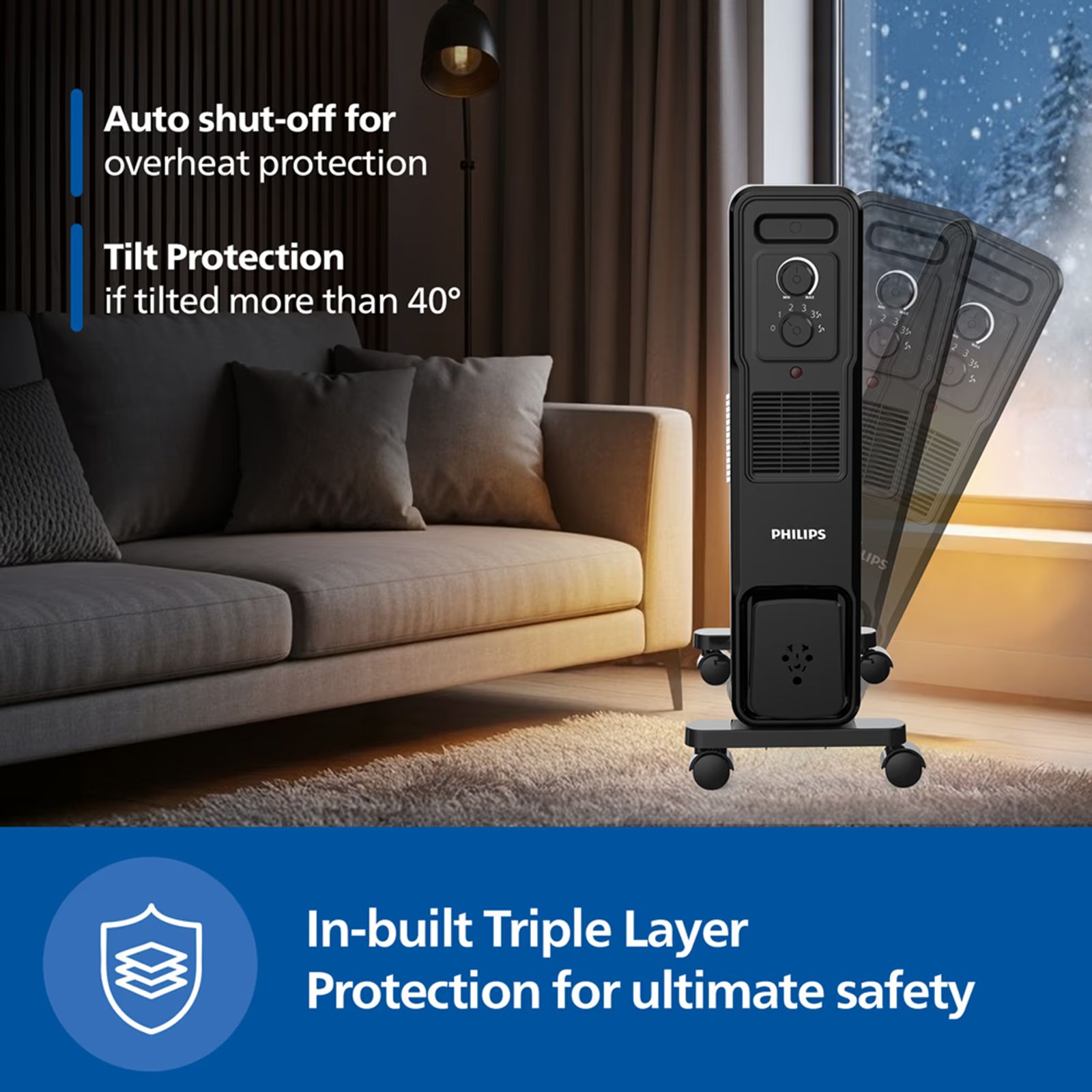 Philips CX301301 2900 W Oil Filled Radiator Room Heater with 13 Fins (5 Heating Modes, Black)_8