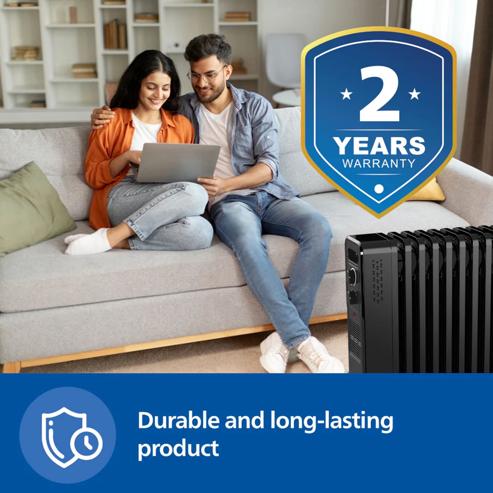 Philips CX301101 2900W Oil Filled Radiator Room Heater with Adjustable Thermostat (Tilt Protection, Black)_9