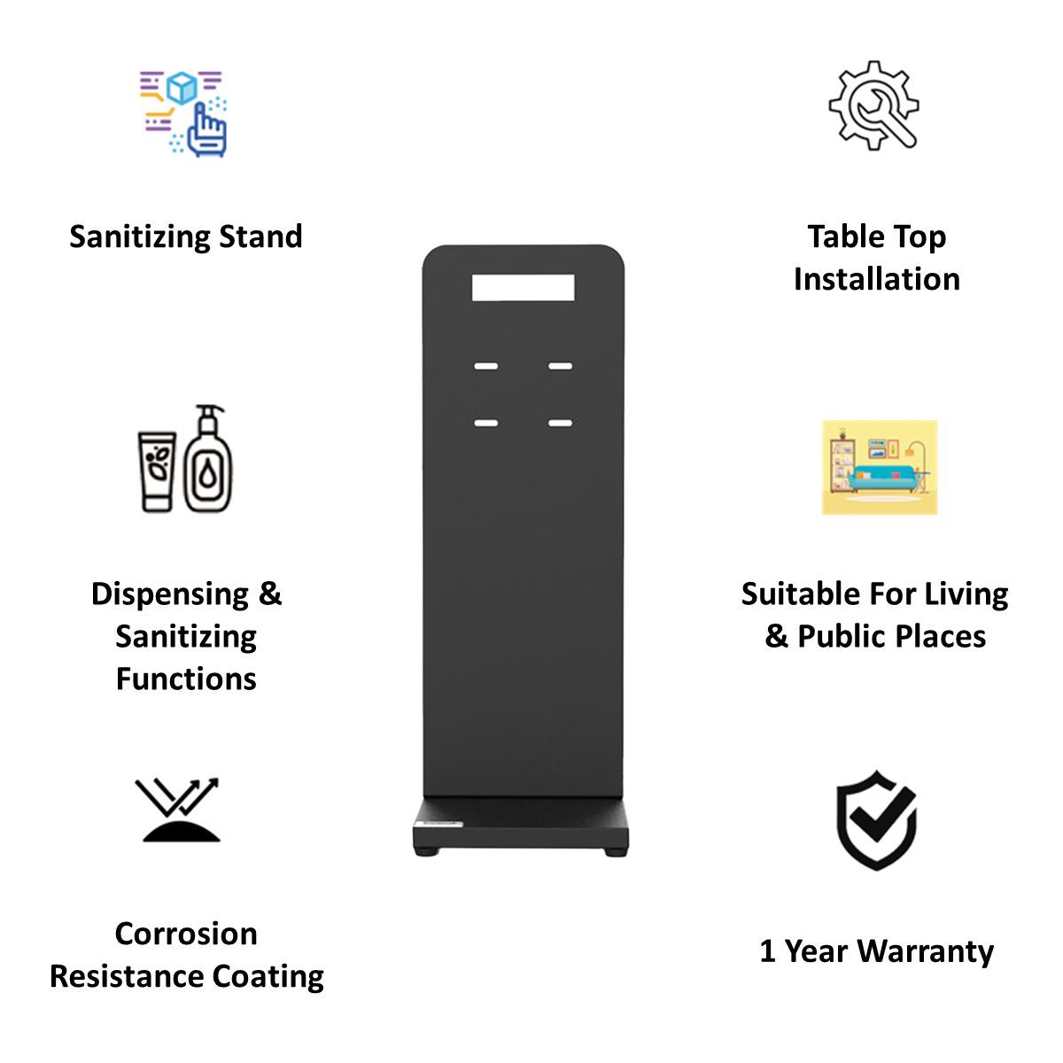 Hi-Genie Sanitizing Device Stand (Sleek and Ergonomic Design, HG-012, Black)_3