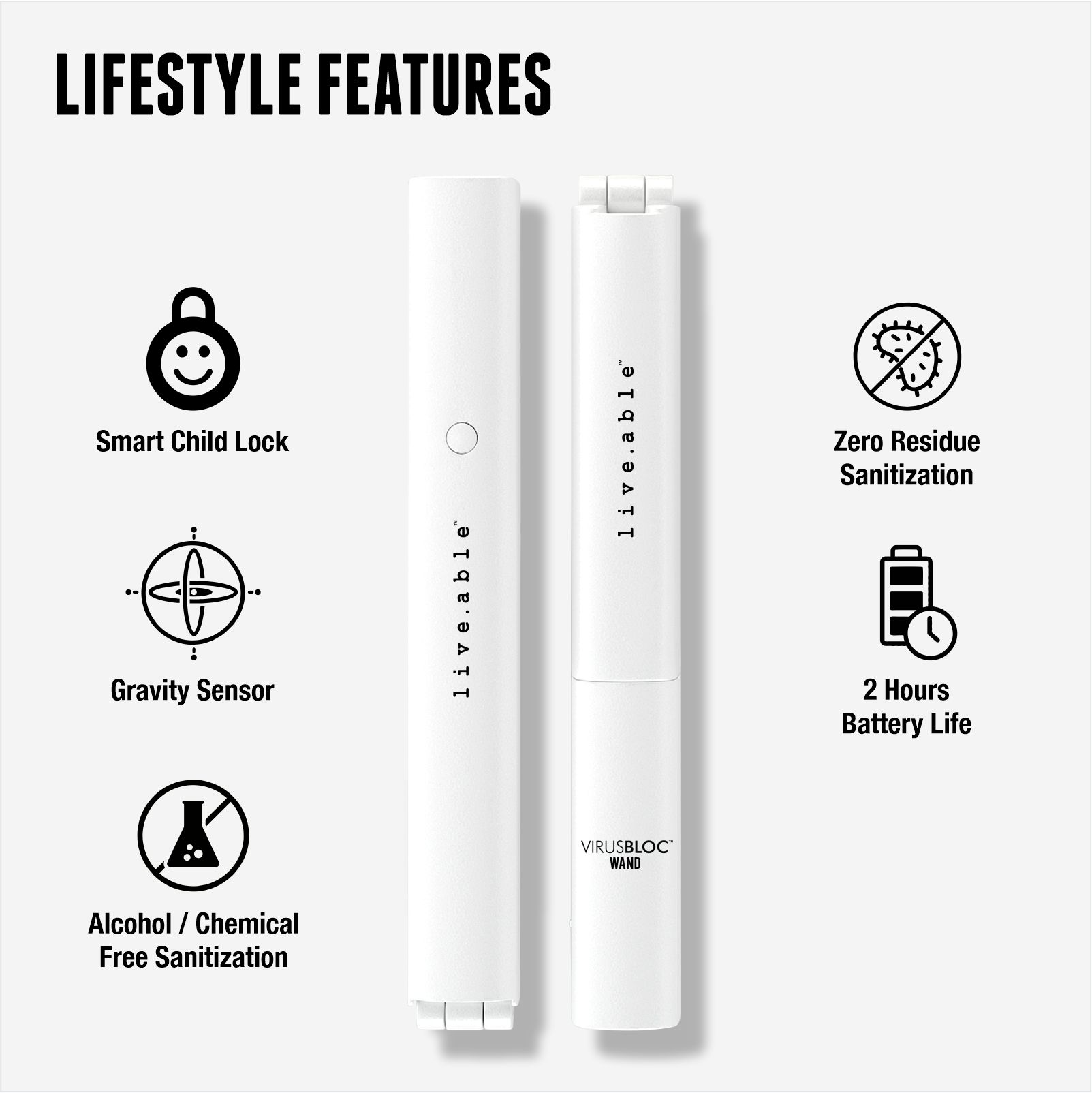 Liveable Virusbloc UVC Wand (90 Seconds Disinfection Time, VBUVC001, White)_6
