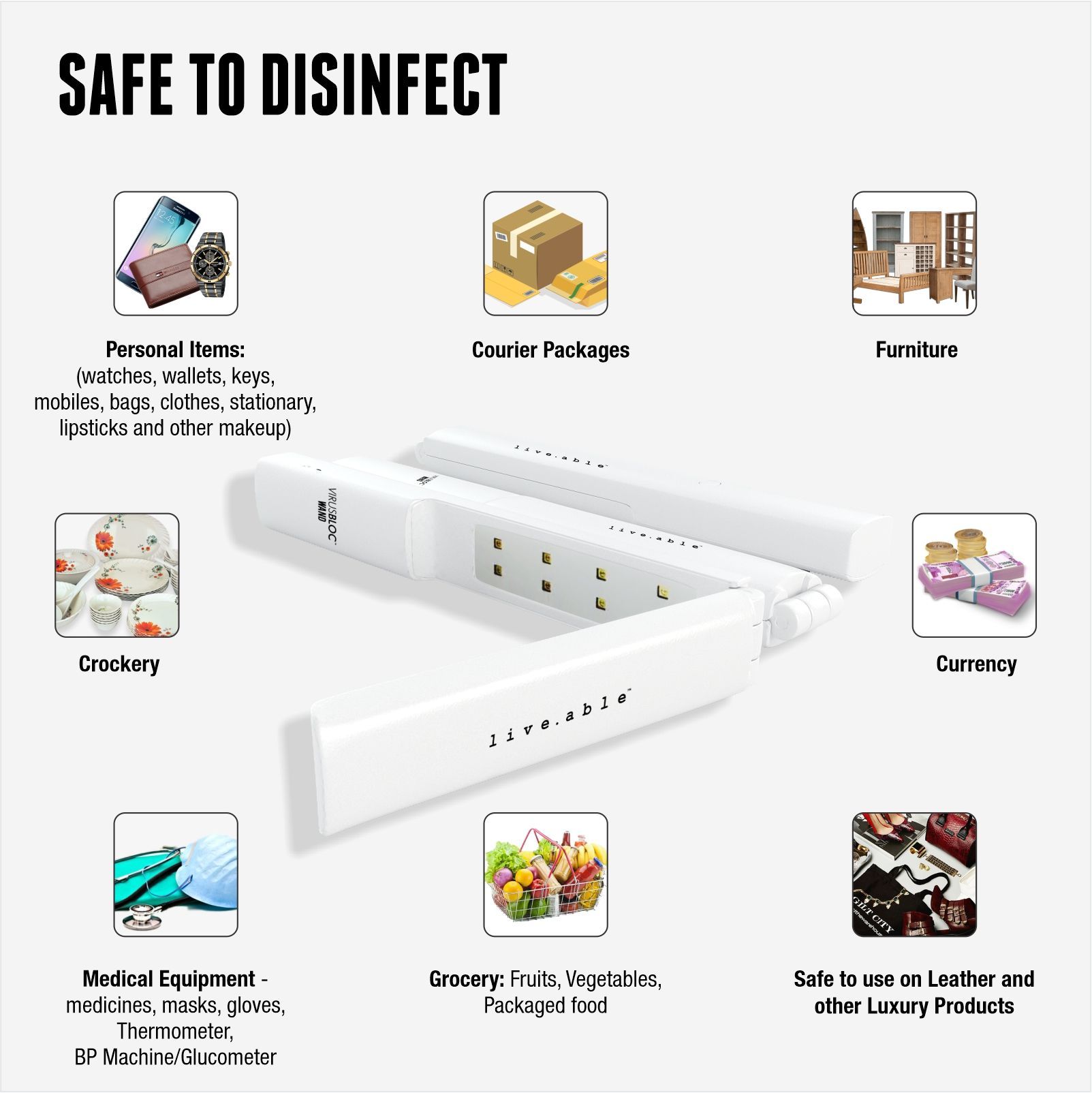 Liveable Virusbloc UVC Wand (90 Seconds Disinfection Time, VBUVC001, White)_8
