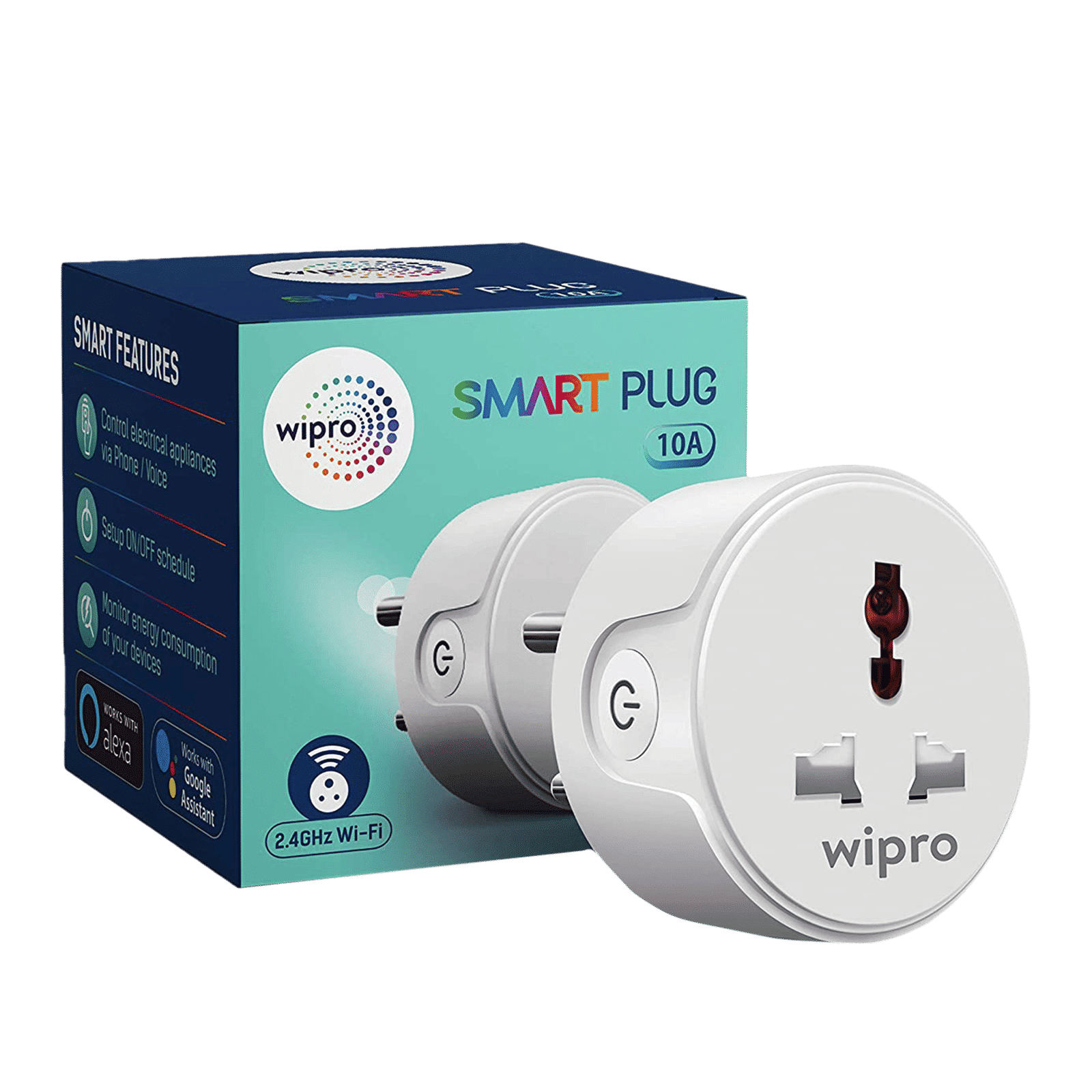 wipro Alexa and Google Assistant Support Smart Plug For Television, Electric Kettle, Mobile and Laptop Charger (2.4GHz Wi-Fi Connectivity, DSP1100, White)_3