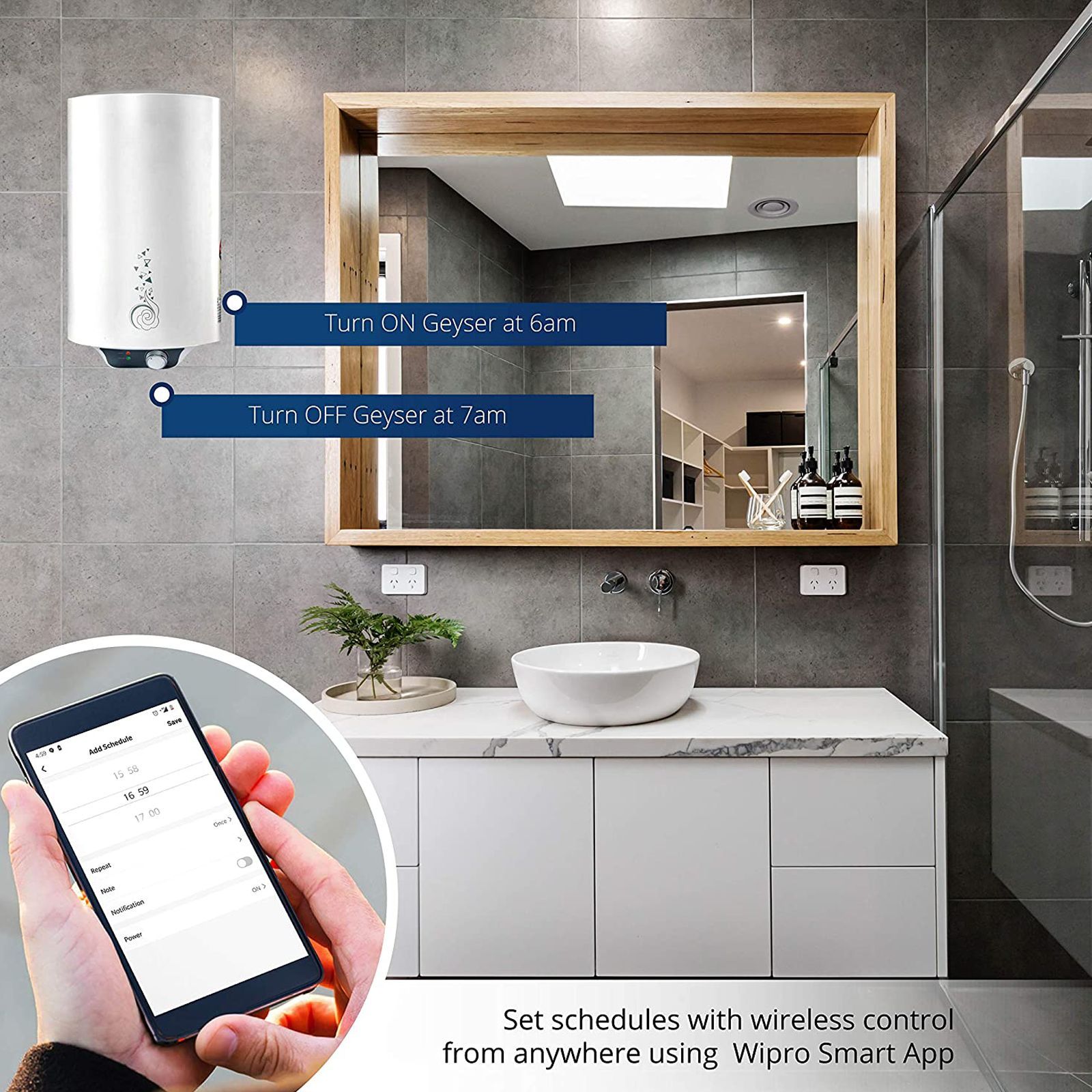 wipro Alexa and Google Assistant-Supported Smart Plug For Air Conditioners, Microwave Ovens and Geysers (Energy Monitoring, DSP1160, White)_4