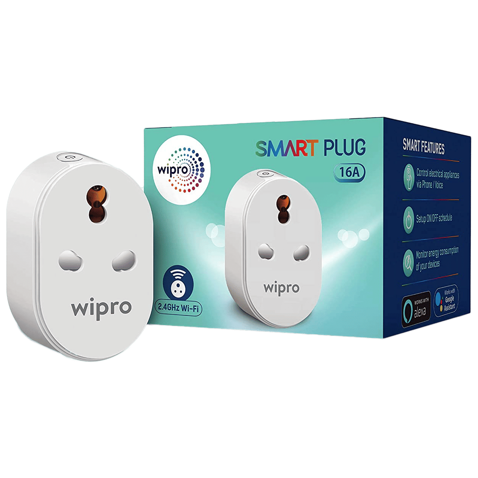 wipro Alexa and Google Assistant-Supported Smart Plug For Air Conditioners, Microwave Ovens and Geysers (Energy Monitoring, DSP1160, White)_5