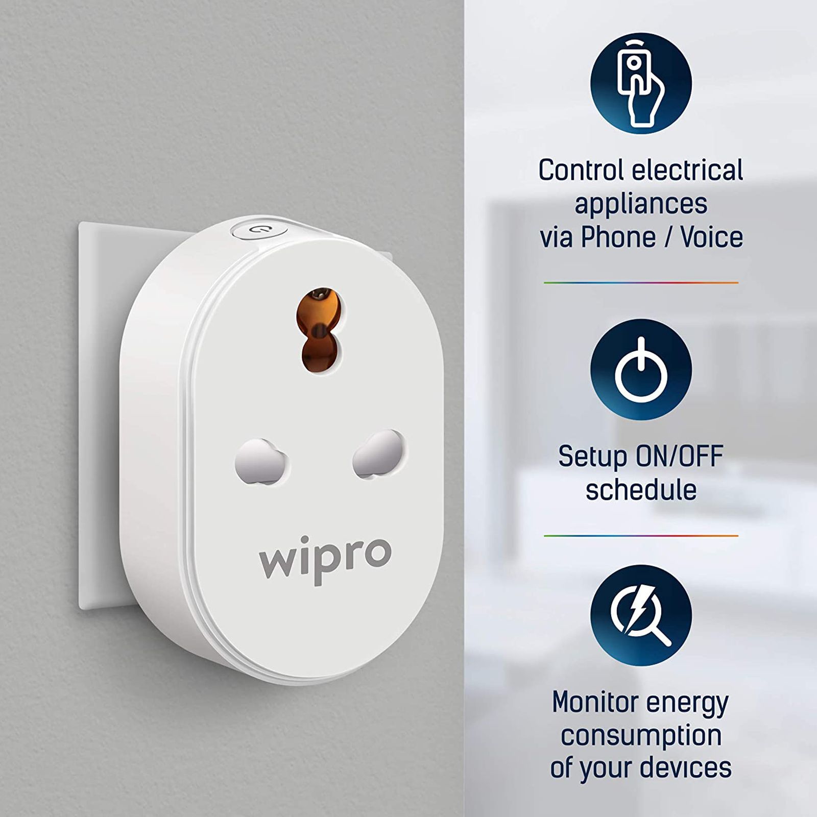 wipro Alexa and Google Assistant-Supported Smart Plug For Air Conditioners, Microwave Ovens and Geysers (Energy Monitoring, DSP1160, White)_6