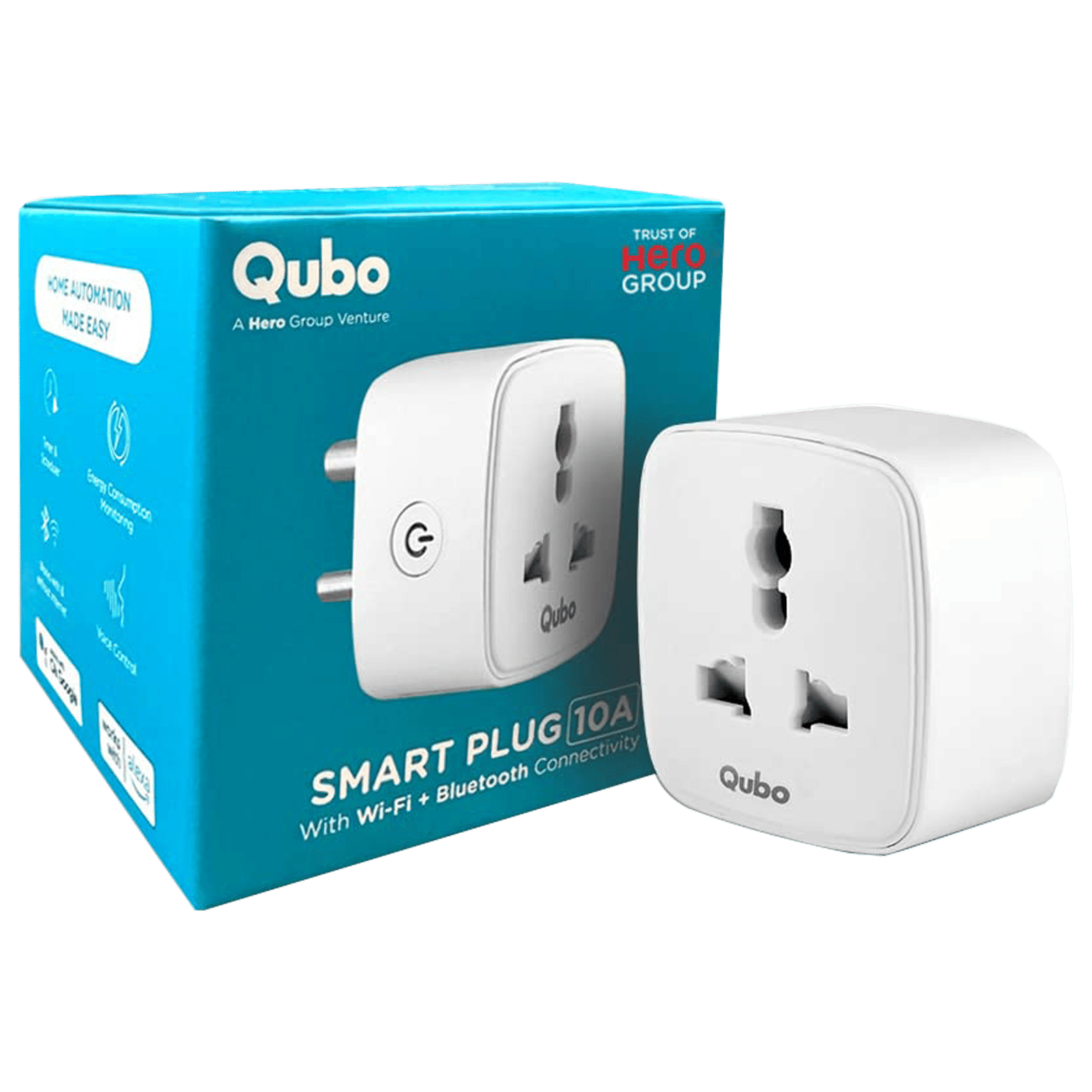 Qubo Smart Plug- 10 A Smart Plug (Alexa and Google Assistant Support, HSP02D1001, White)_1