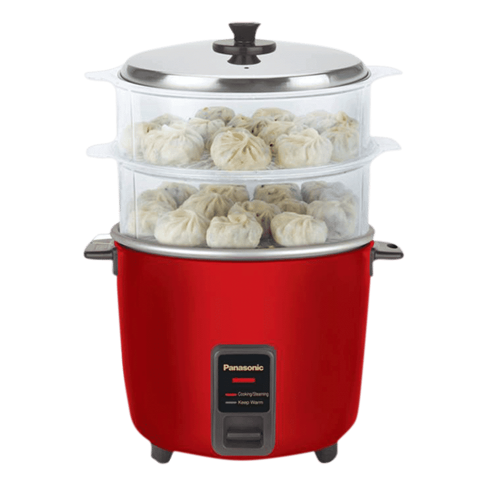 Panasonic Warmer Series 1 Litre Electric Rice Cooker with Steamer Function (Metallic Burgundy)_1