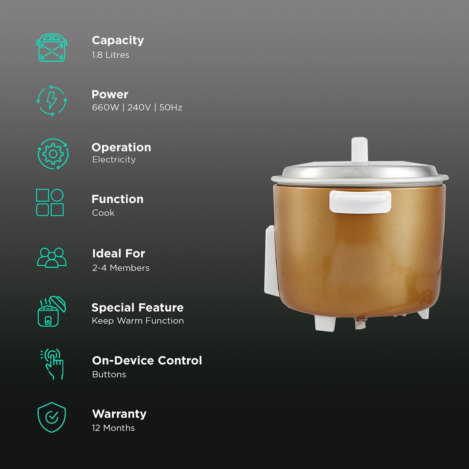 Panasonic Ultimate 1.8 Litre Electric Rice Cooker with Keep Warm Function (Metallic Gold) Panasonic Ultimate 1.8 Litre Electric Rice Cooker with Keep Warm Function (Metallic Gold)_3