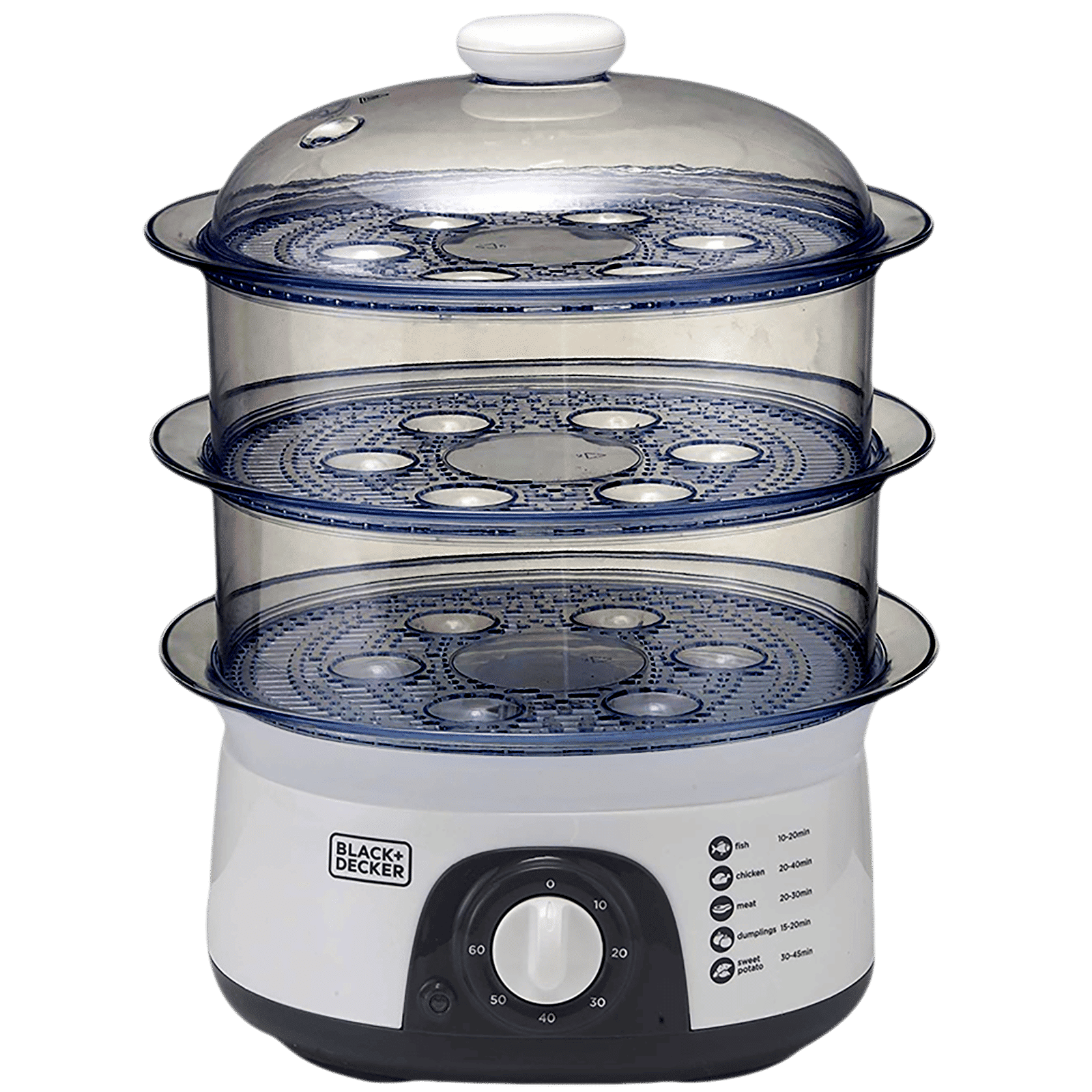 BLACK+DECKER BXFS7751IN 10 Litre Electric 3 Tier Food Steamer with Stackable Steaming Bowls (White)_1