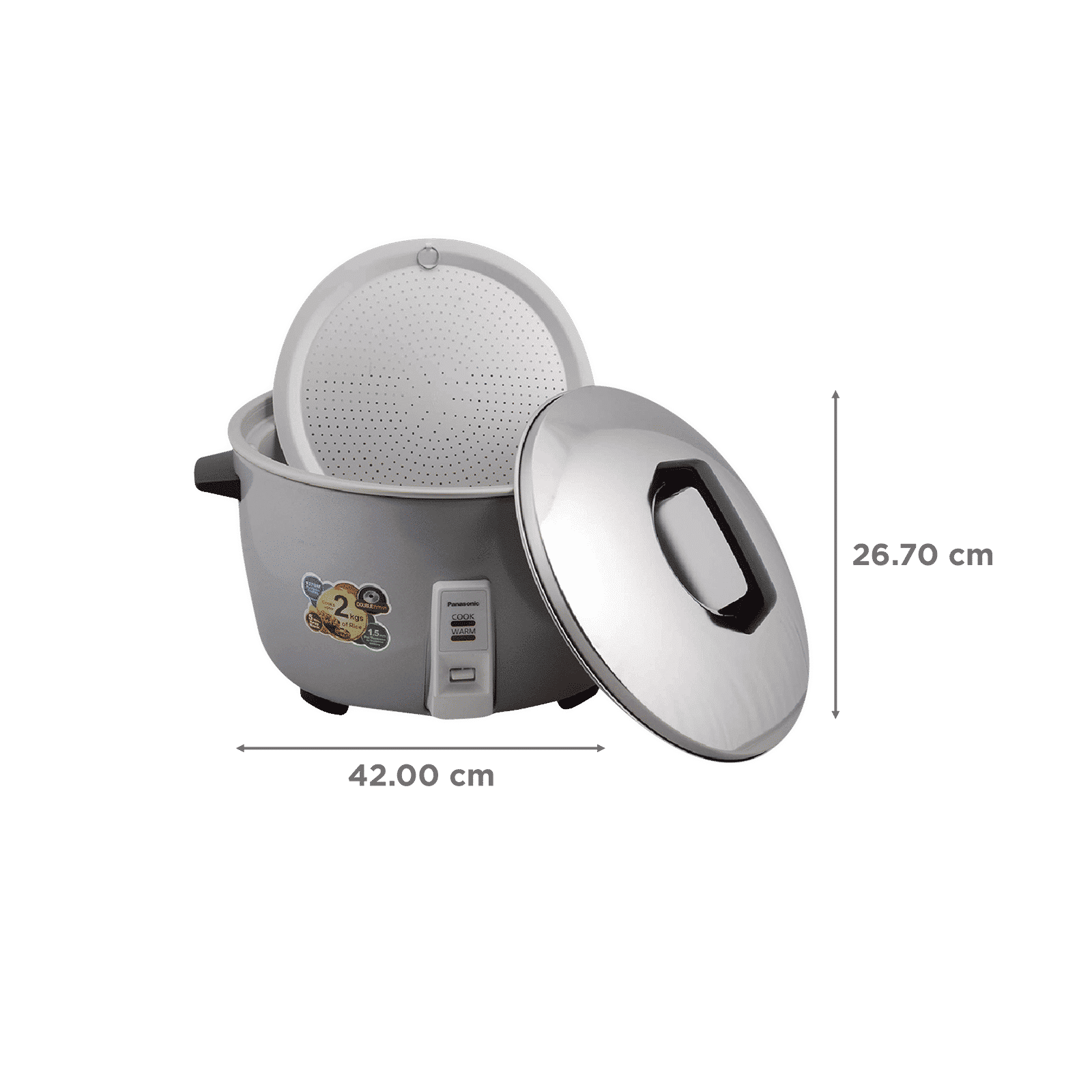 Panasonic Warmer Series 2.5 Litre Electric Rice Cooker with Keep Warm Function (Metallic Silver)_2