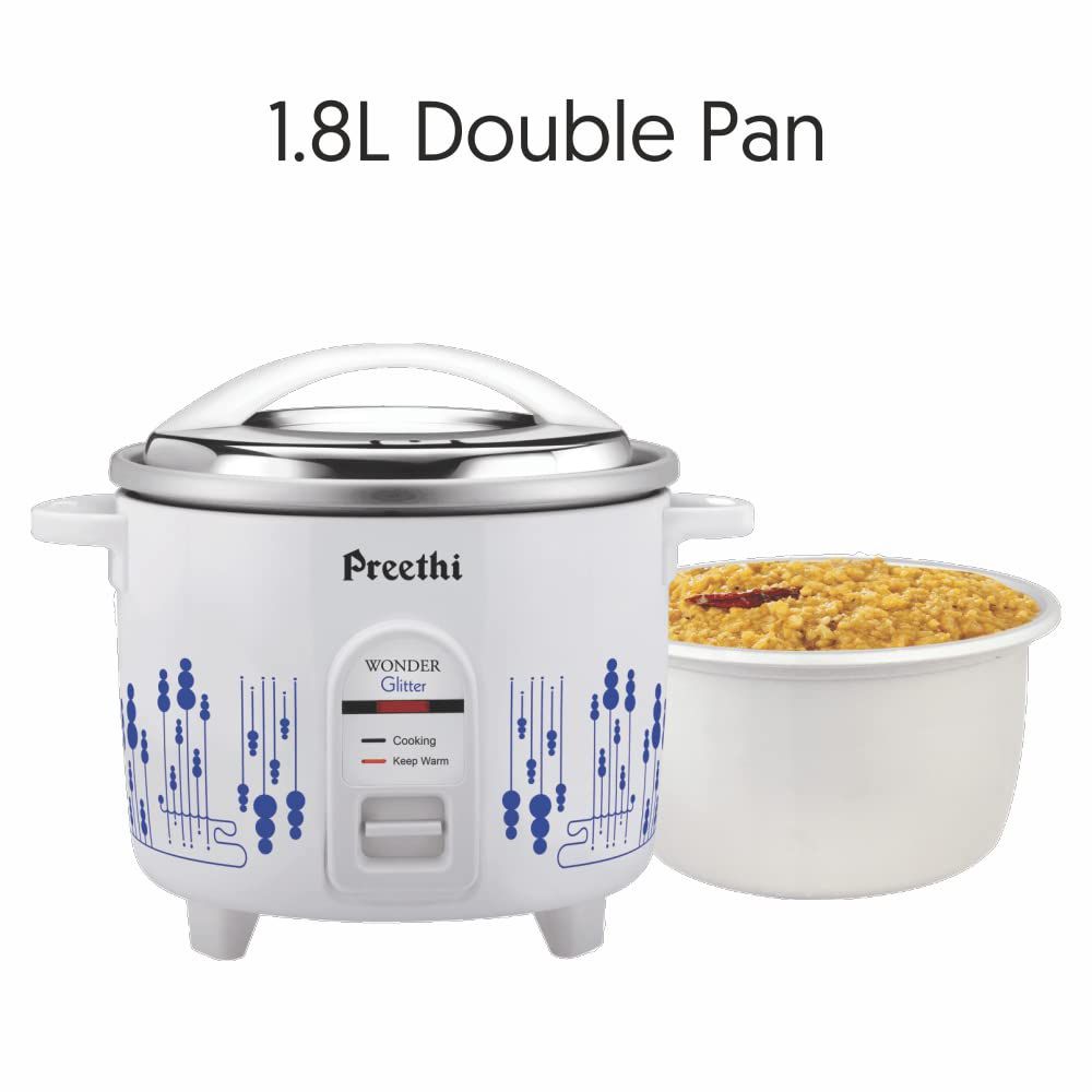 Preethi Glitter 1.8 Litre Electric Rice Cooker with Keep Warm Function (White) Preethi Glitter 1.8 Litre Electric Rice Cooker with Keep Warm Function (White)_6