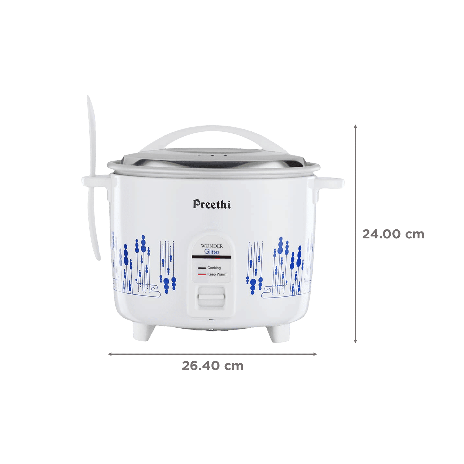 Preethi Glitter 1.8 Litre Electric Rice Cooker with Keep Warm Function (White) Preethi Glitter 1.8 Litre Electric Rice Cooker with Keep Warm Function (White)_2