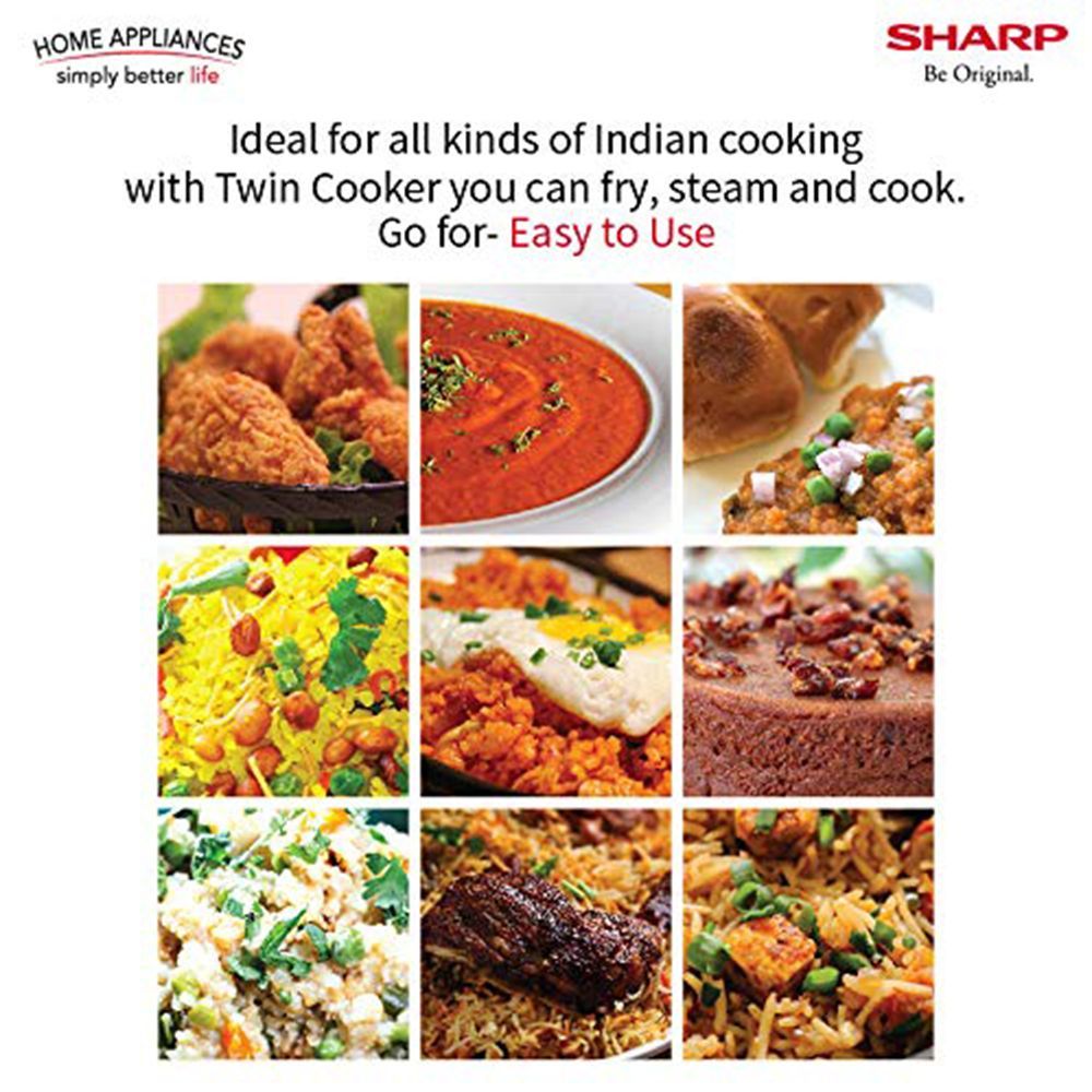 SHARP 5 Litre Electric Twin Cooker with Touch Control Operations (Silver) SHARP 5 Litre Electric Twin Cooker with Touch Control Operations (Silver)_5