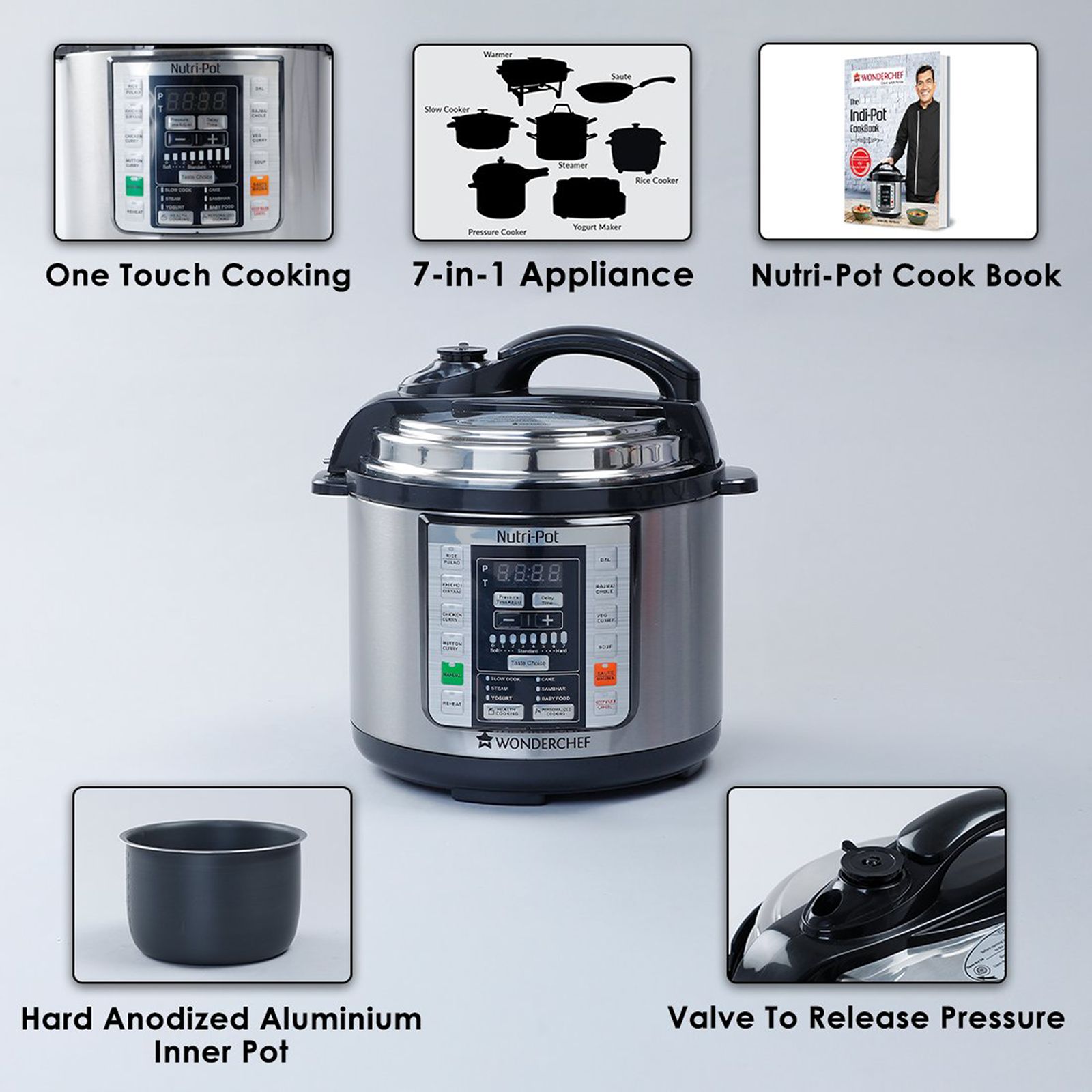 WONDERCHEF Nutri-Pot 3 Litre Electric Pressure Cooker with One Touch Operation (Silver)_12