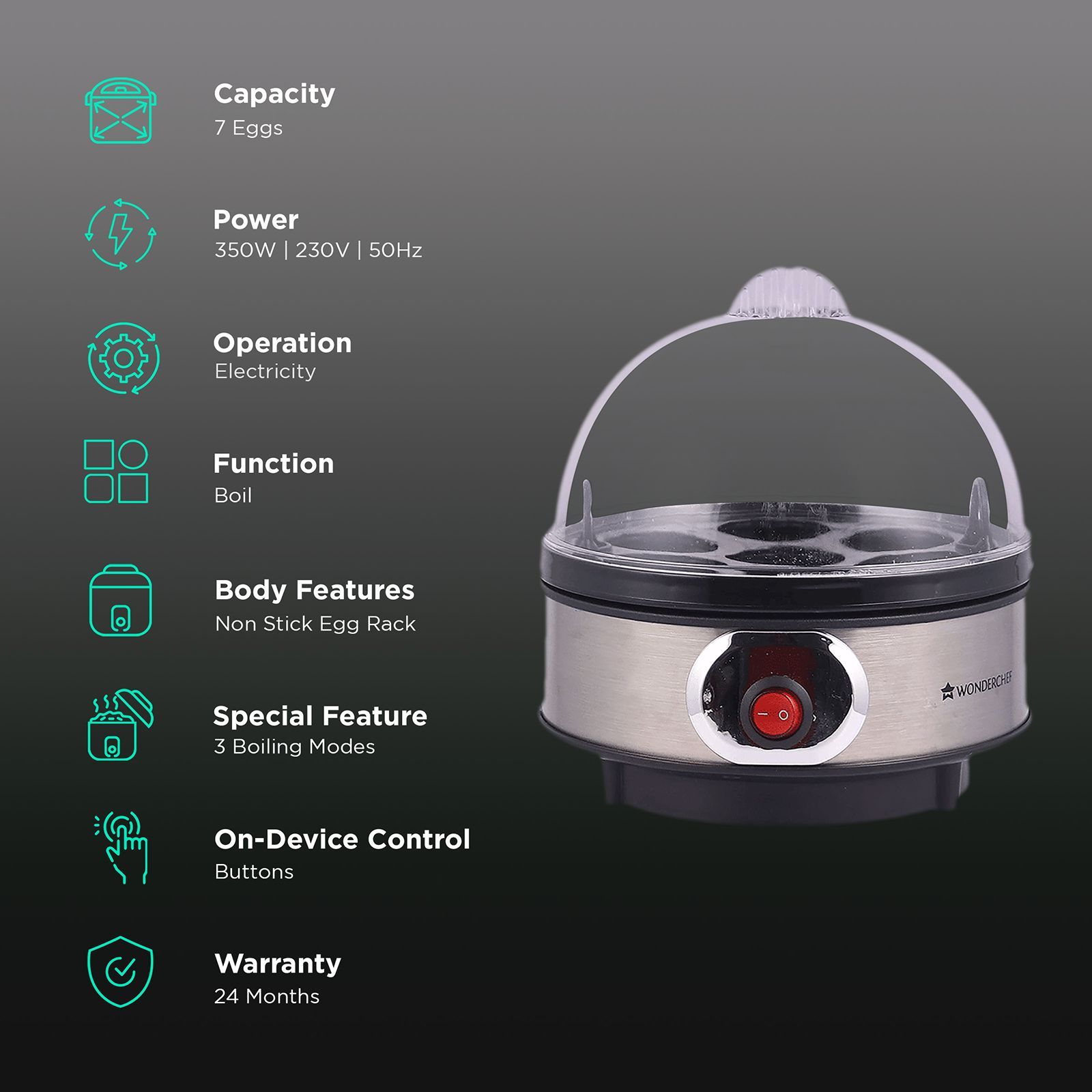 WONDERCHEF 7 Egg Electric Egg Boiler with Auto Shut Off (Silver)_3